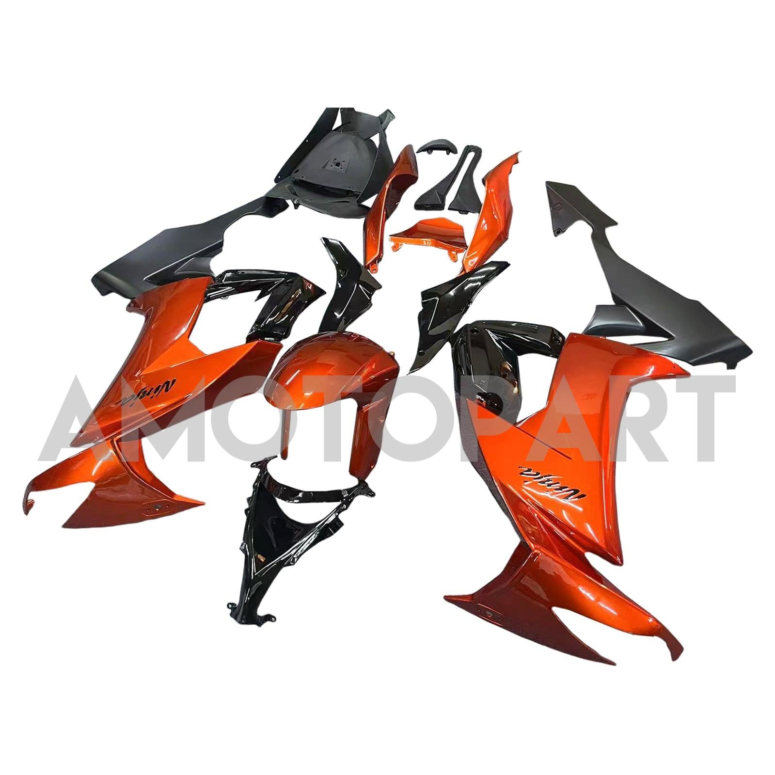 Amotopart Kawasaki ZX10R 2008-2010 Glossy Orange Black Fairing Kit