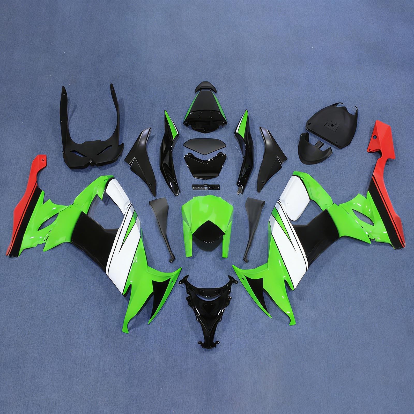 Amotopart 2008-2010 Kawasaki ZX10R Green & Red Style1 Fairing Kit