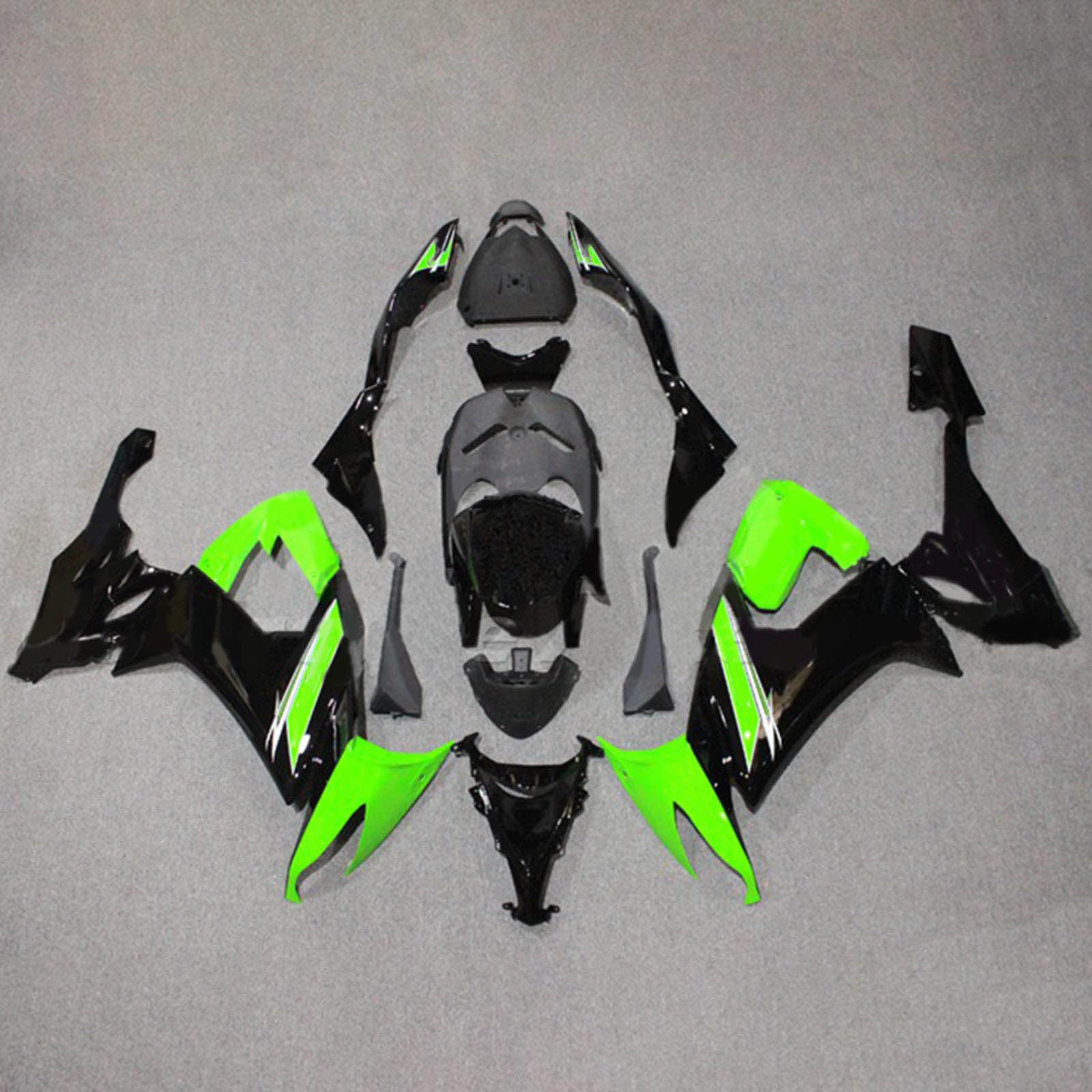 Amotopart 2008-2010 Kawasaki ZX10R Grün&Schwarzes Style1 Verkleidungsset