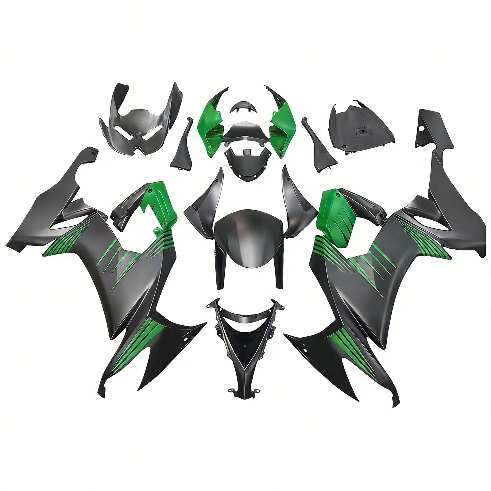 Amotopart 2008-2010 Kawasaki ZX10R Green&Black Style2 Fairing Kit