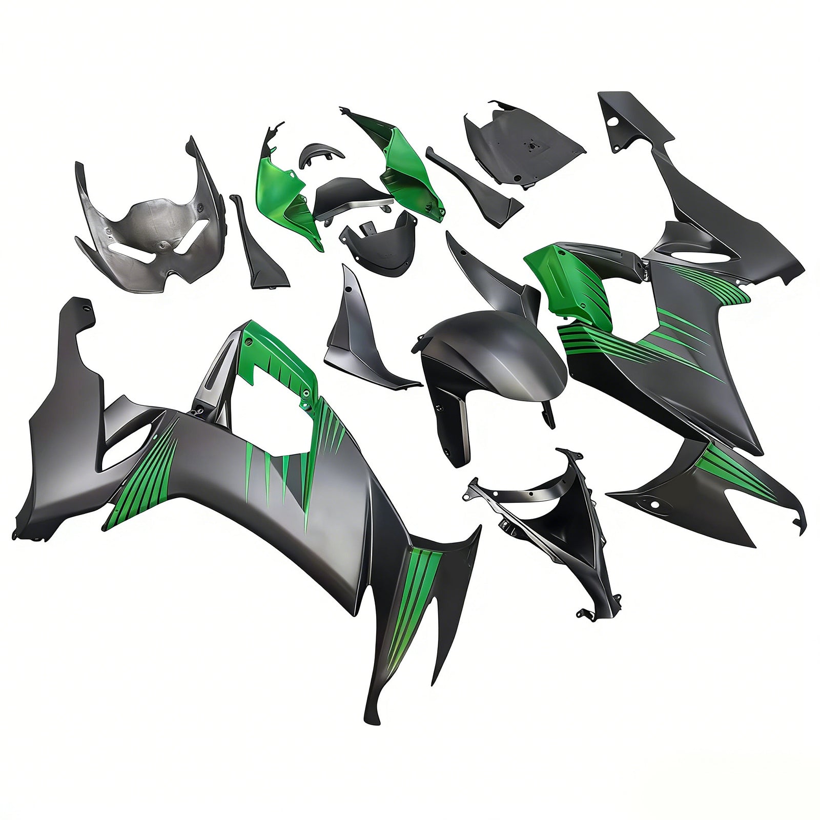 Amotopart 2008-2010 Kawasaki ZX10R Green&Black Style2 Fairing Kit