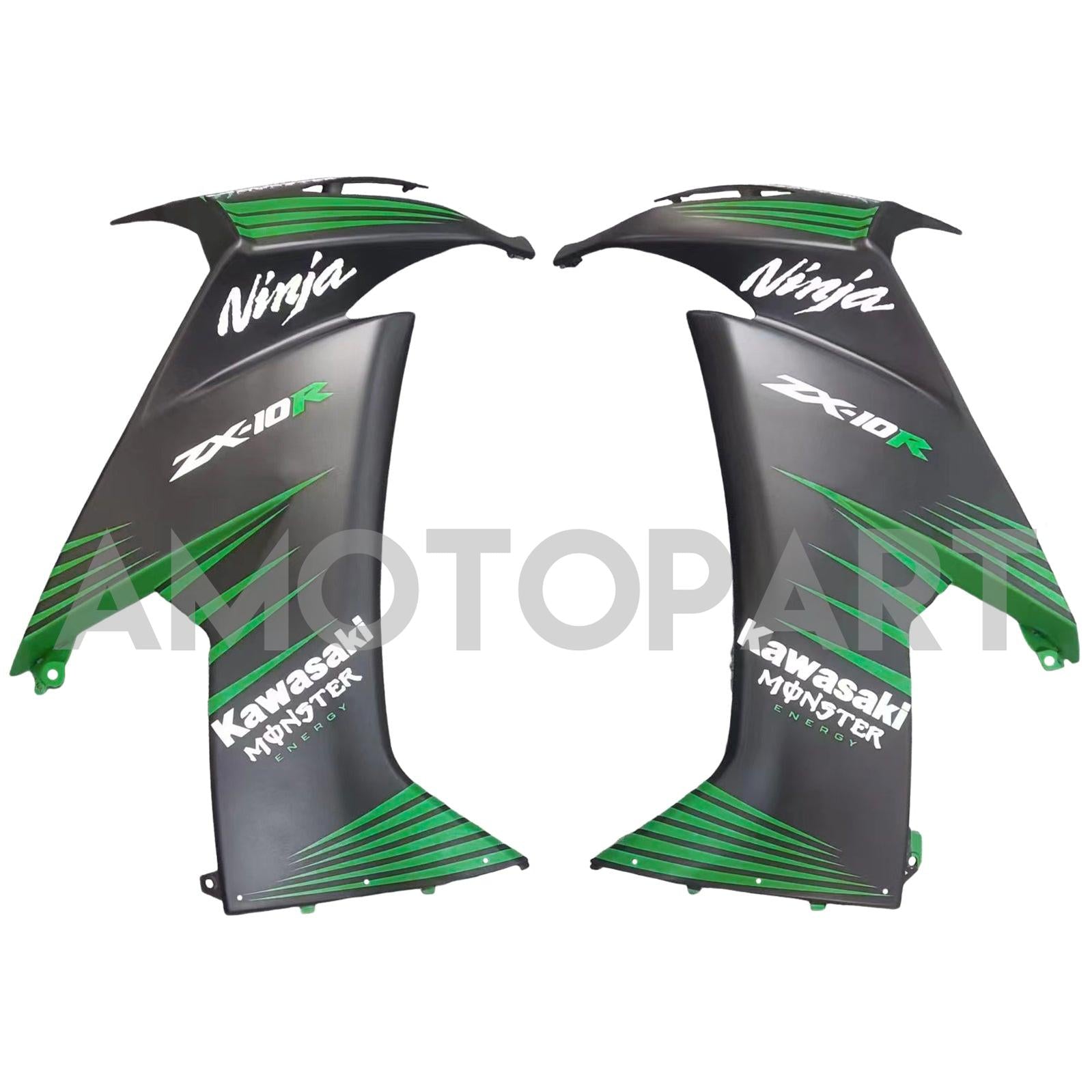 Amotopart 2008-2010 Kawasaki ZX10R Green & Black Style2 Zestaw owiewki