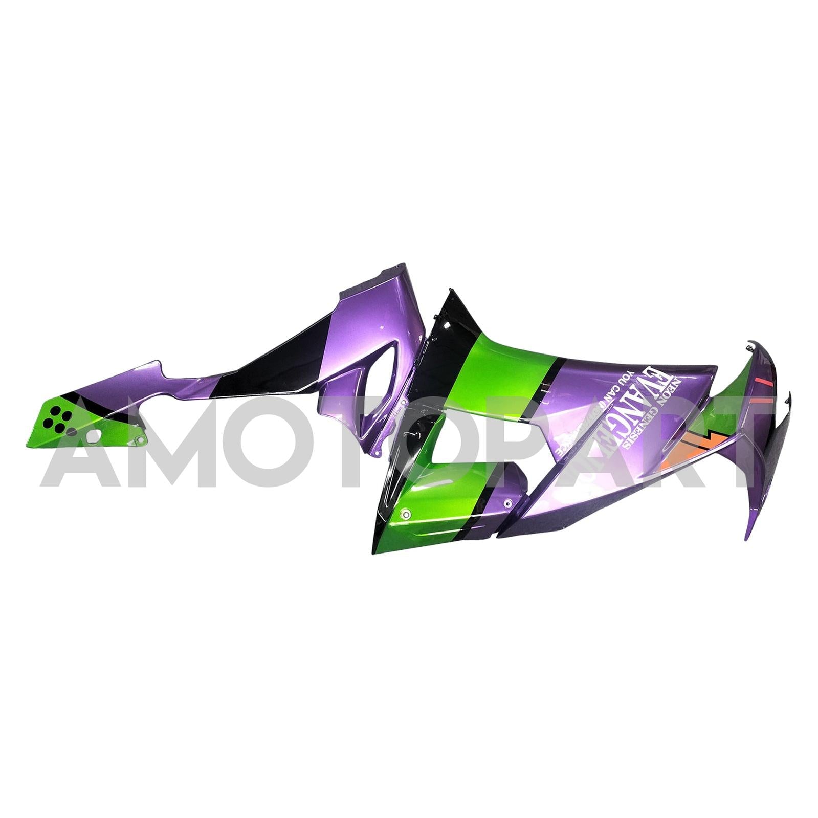 Amotopart 2008-2010 Kawasaki ZX10R Zielony i fioletowy zestaw owiewki