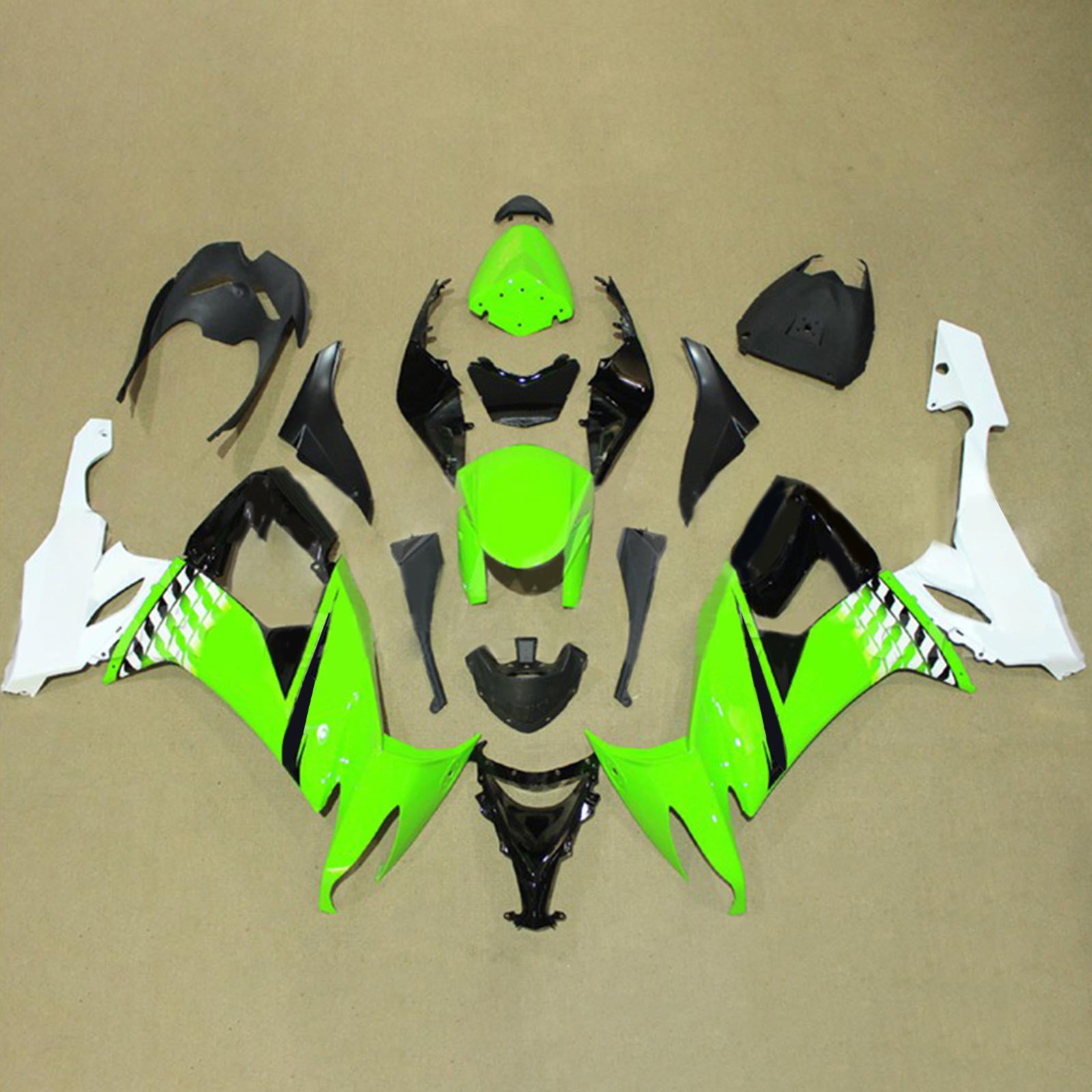 Amotopart 2008-2010 Kawasaki Zx10r Green & White Style 1 Koopkit