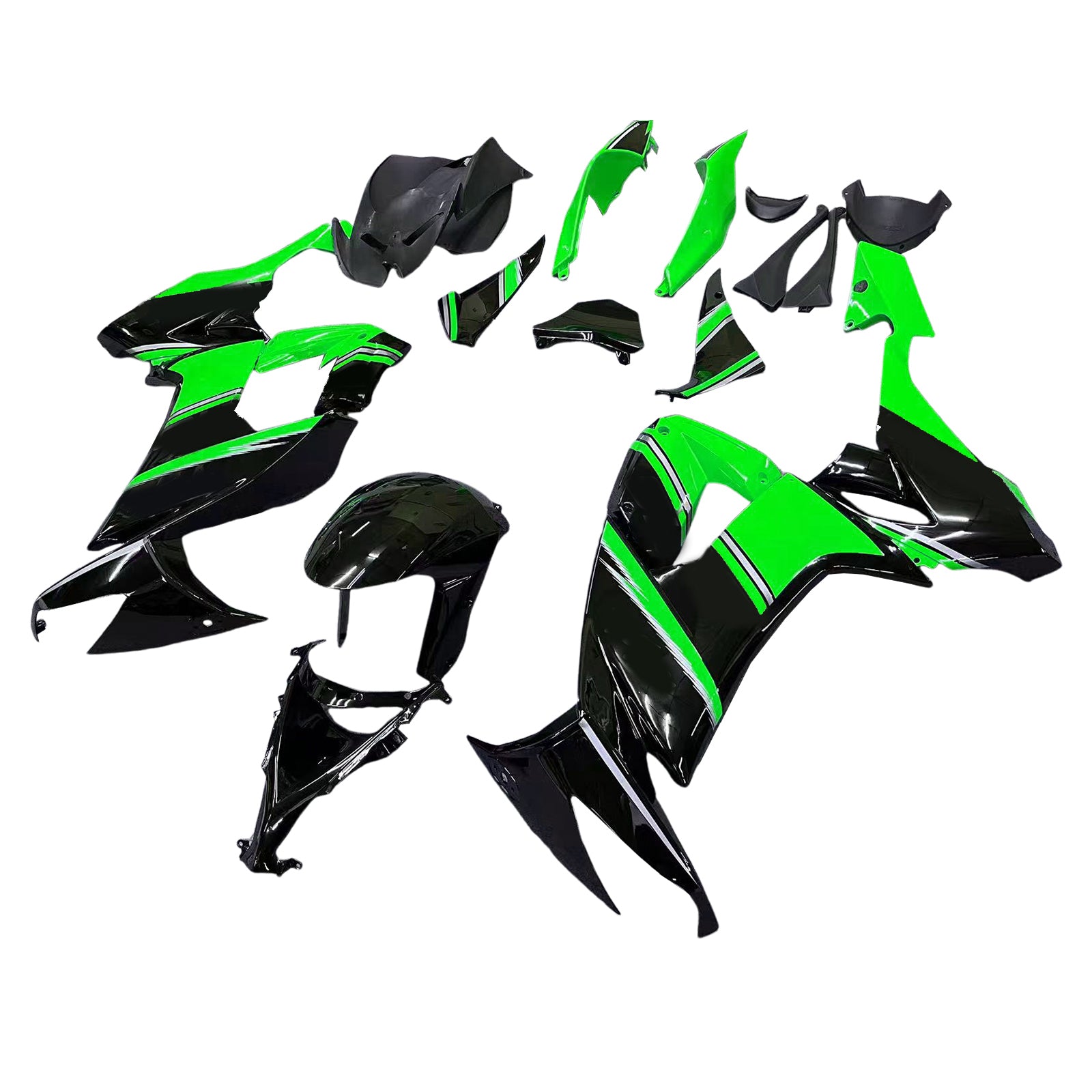 Amotopart 2008-2010 Kawasaki ZX10R Green&Black Style4 Fairing Kit