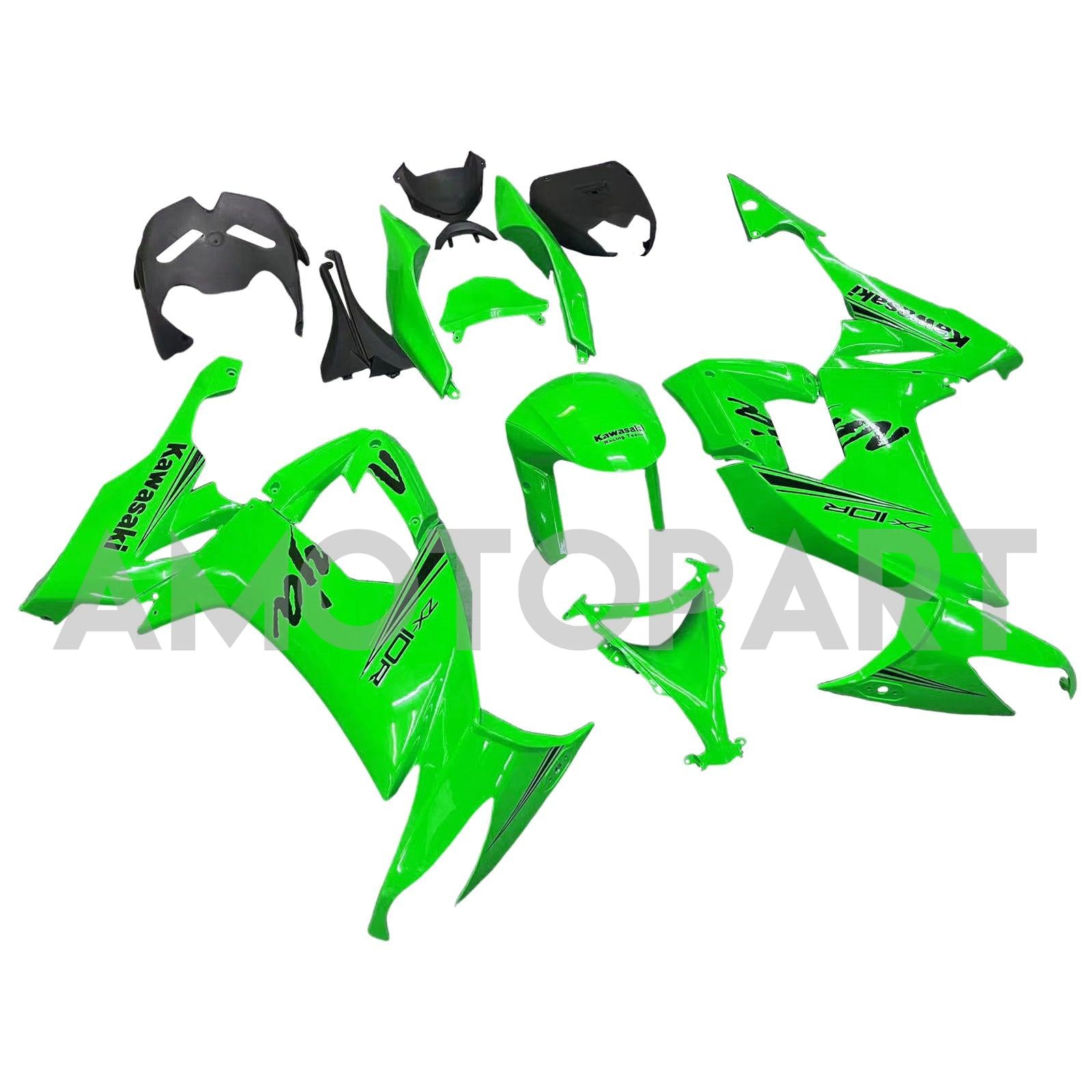 Amotopart 2008–2010 Kawasaki ZX10R Grün&Schwarzes Logo Style5 Verkleidungskit