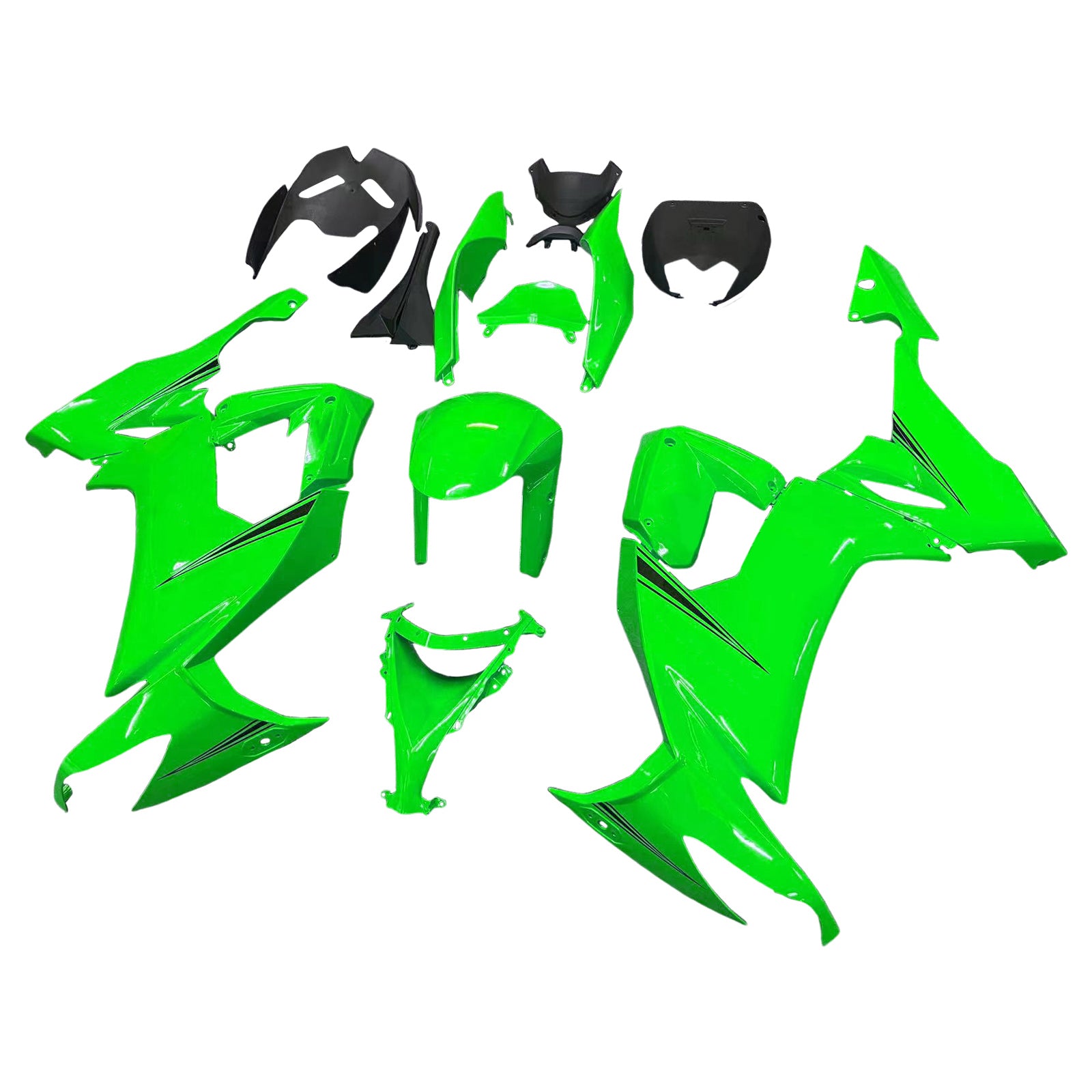 Amotopart 2008-2010 Kawasaki ZX10R Grün&Verkleidungssatz im Stil 5 mit schwarzem Logo