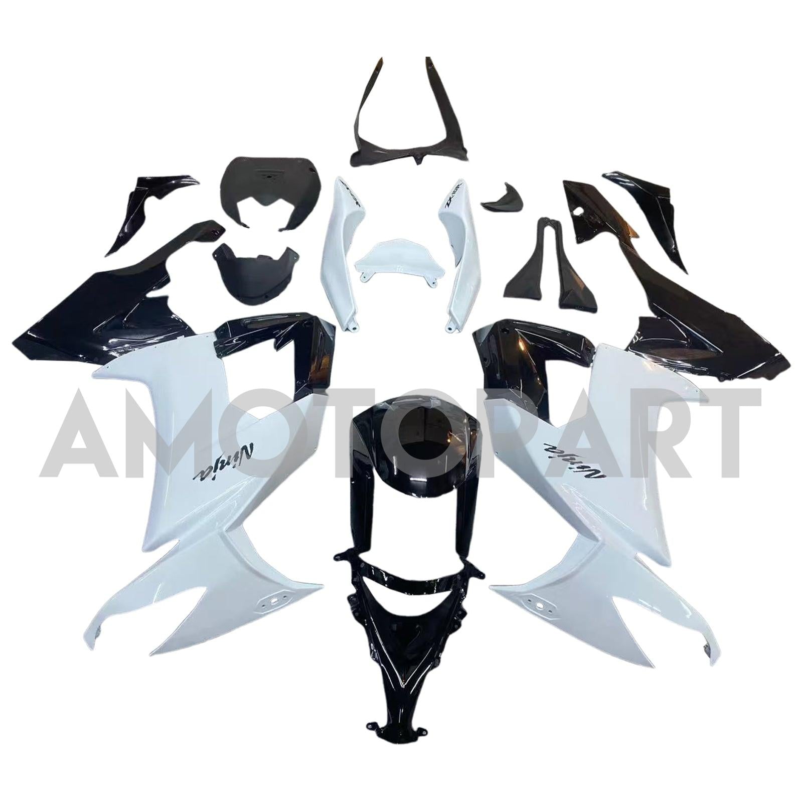 Kit carena Amotopart 2008-2010 Kawasaki ZX10R bianco e nero
