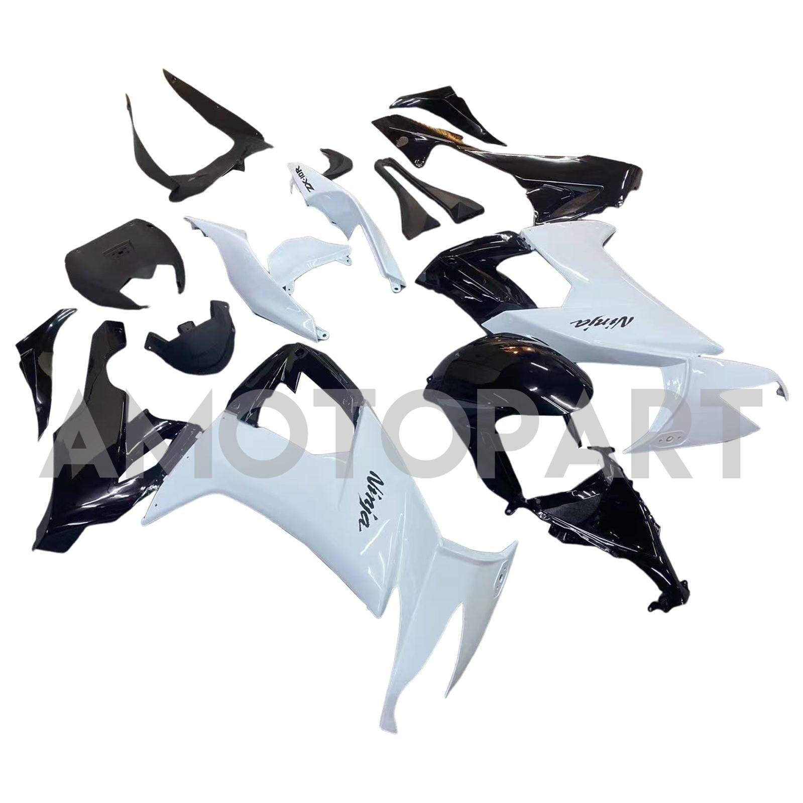 Kit carena Amotopart 2008-2010 Kawasaki ZX10R bianco e nero