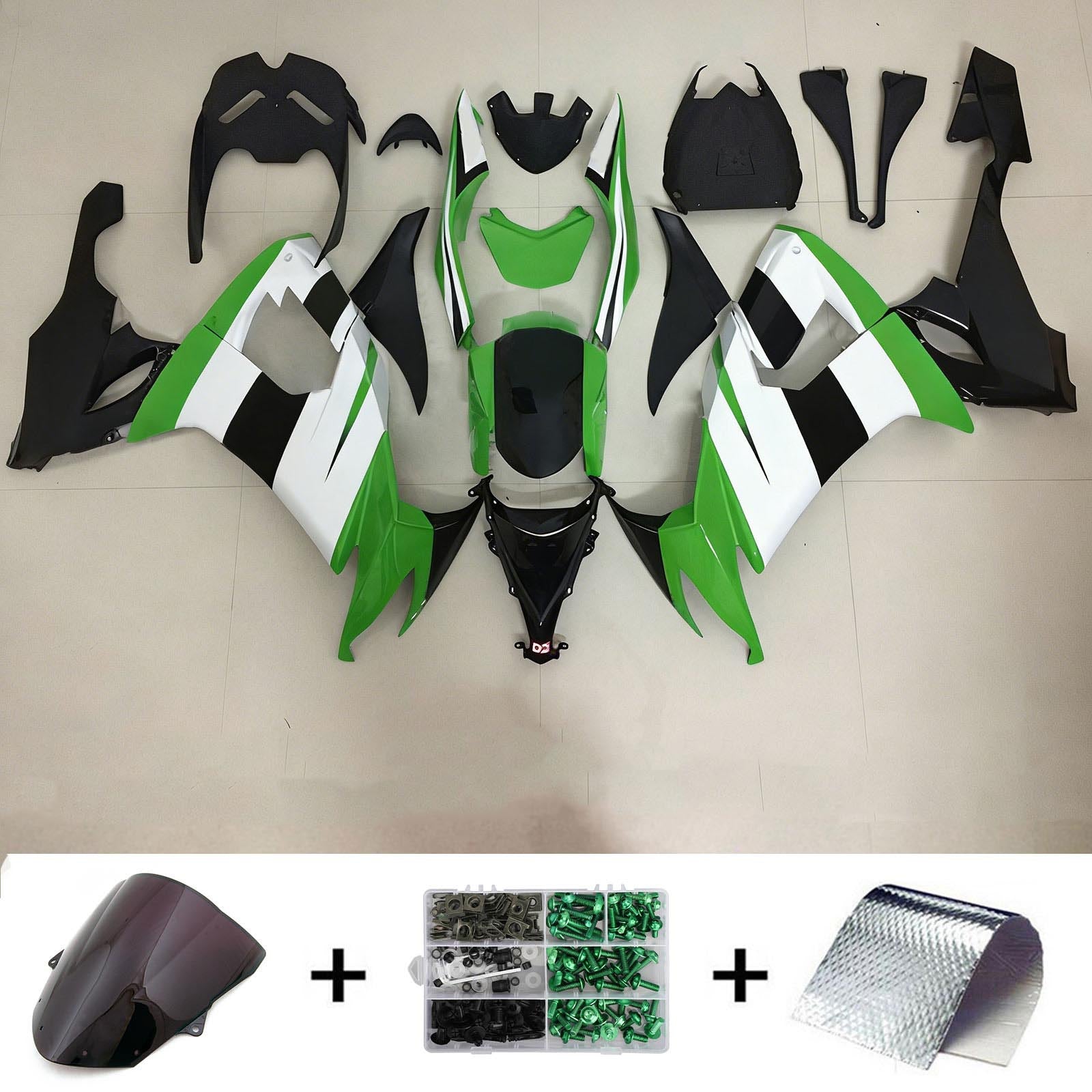 Kit carena Amotopart 2008-2010 Kawasaki ZX10R verde e nero Style7