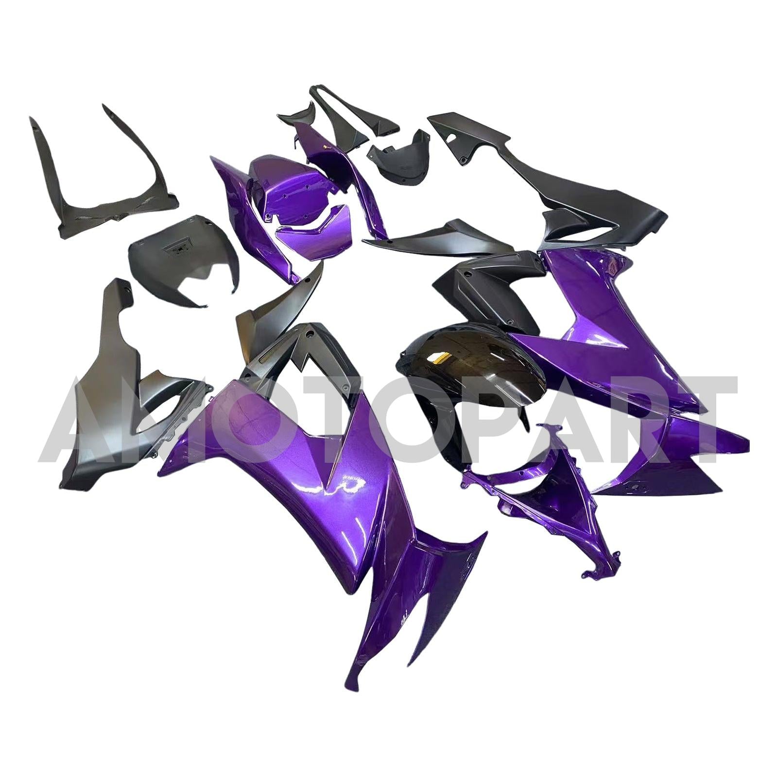 Amotopart 2008-2010 Kawasaki ZX10R Purple&Black Fairing Kit