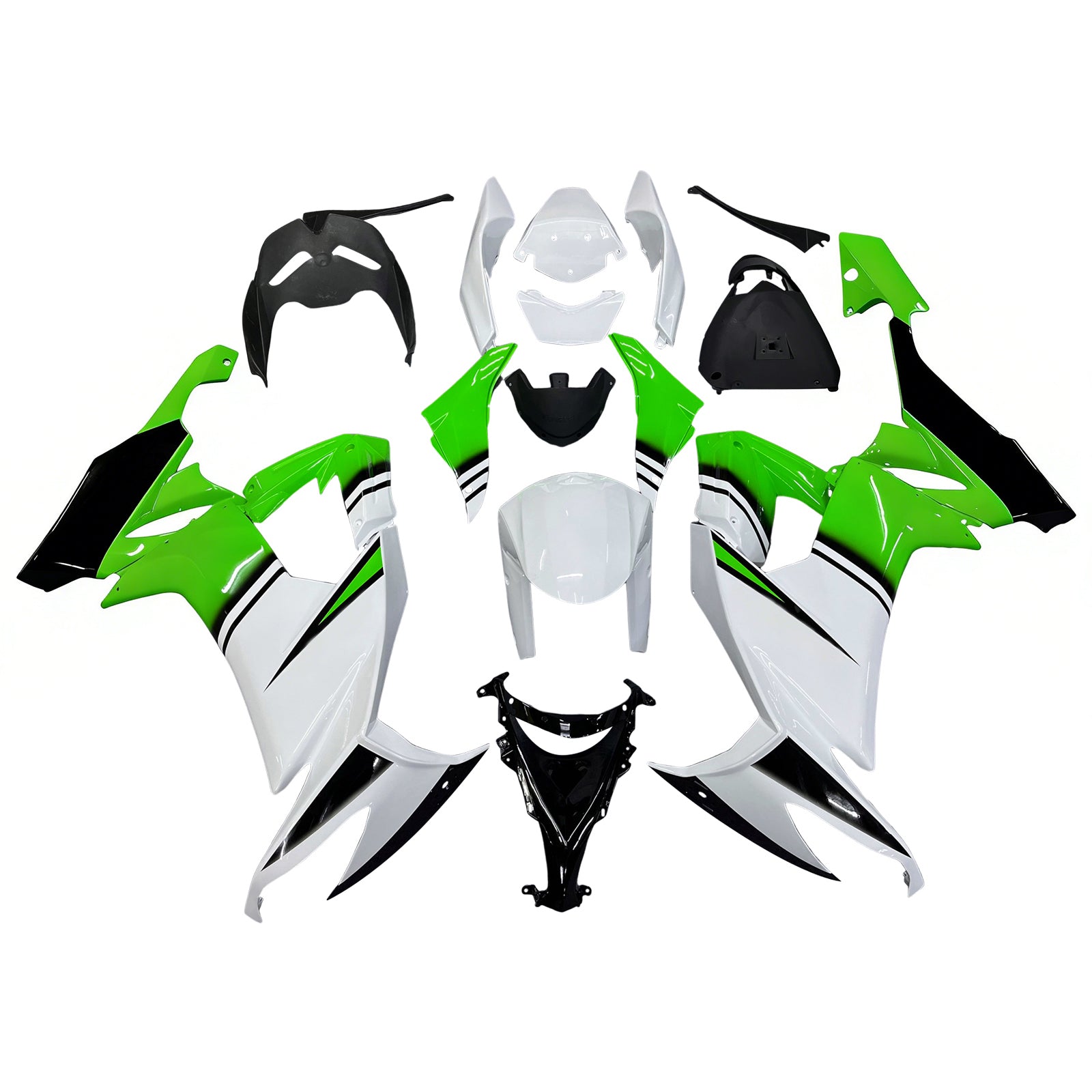 Amotopart 2008-2010 Kawasaki ZX10R Green&White Style2 Fairing Kit