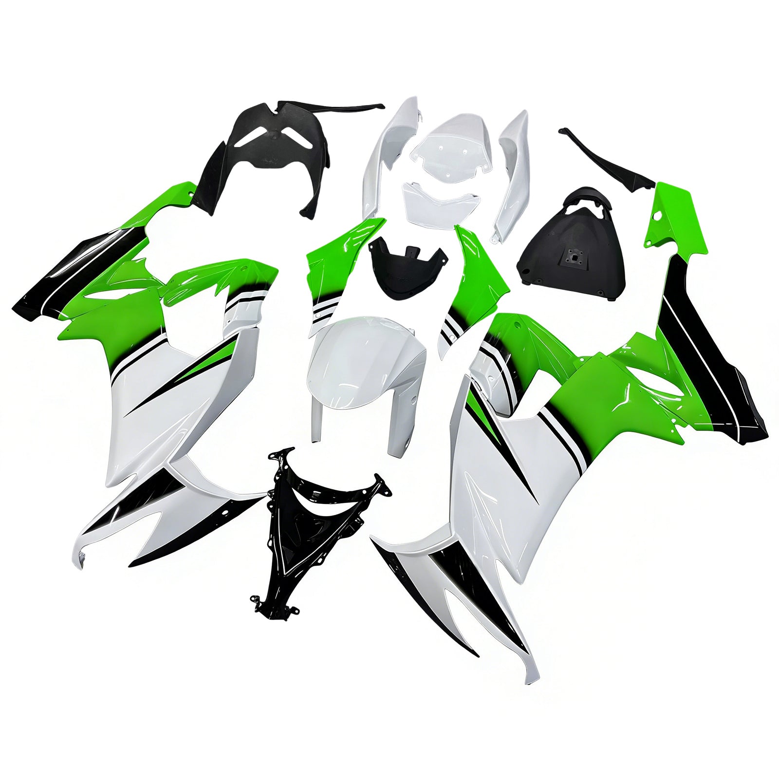 Amotopart 2008-2010 Kawasaki ZX10R Green&White Style2 Fairing Kit