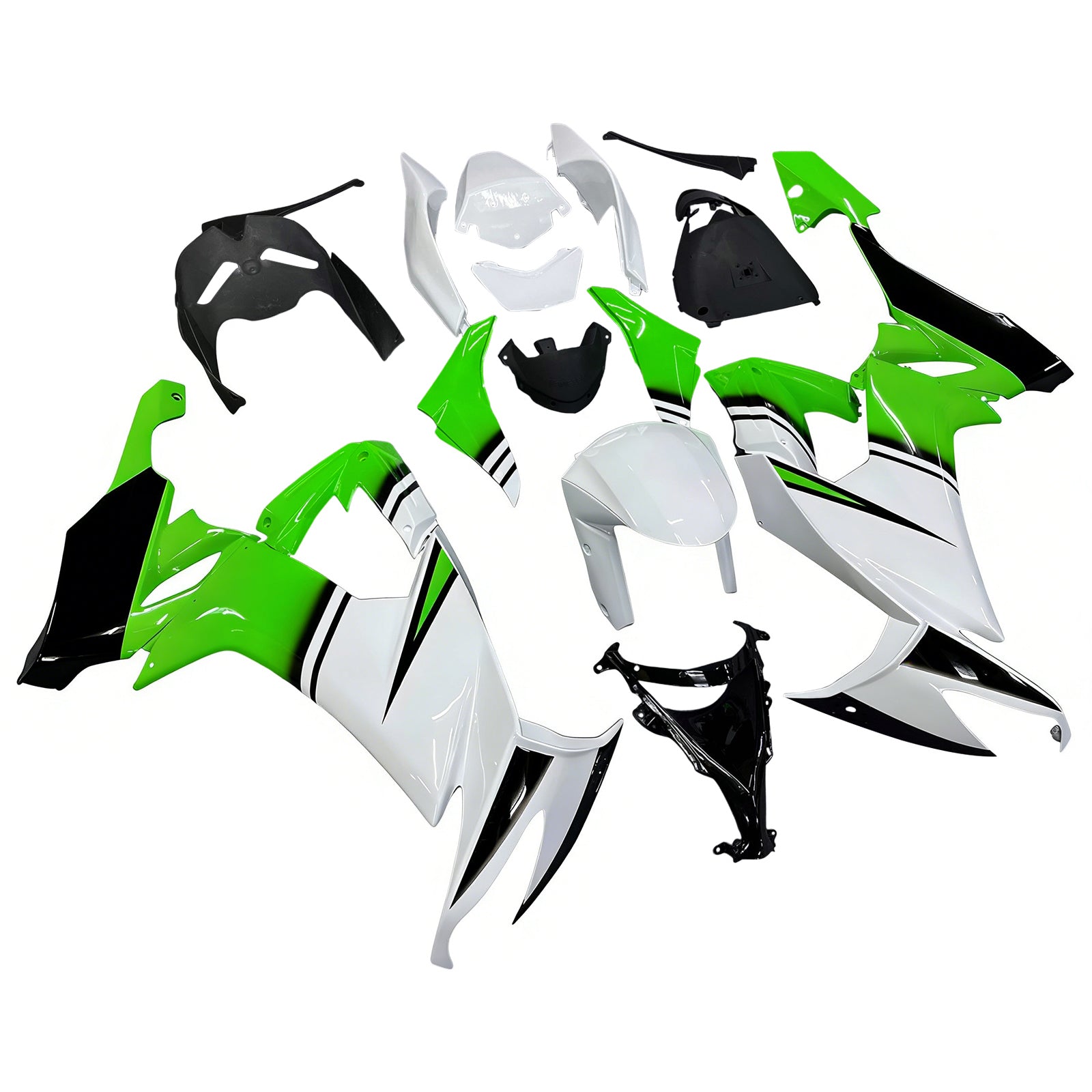 Amotopart 2008-2010 Kawasaki ZX10R Green&White Style2 Fairing Kit