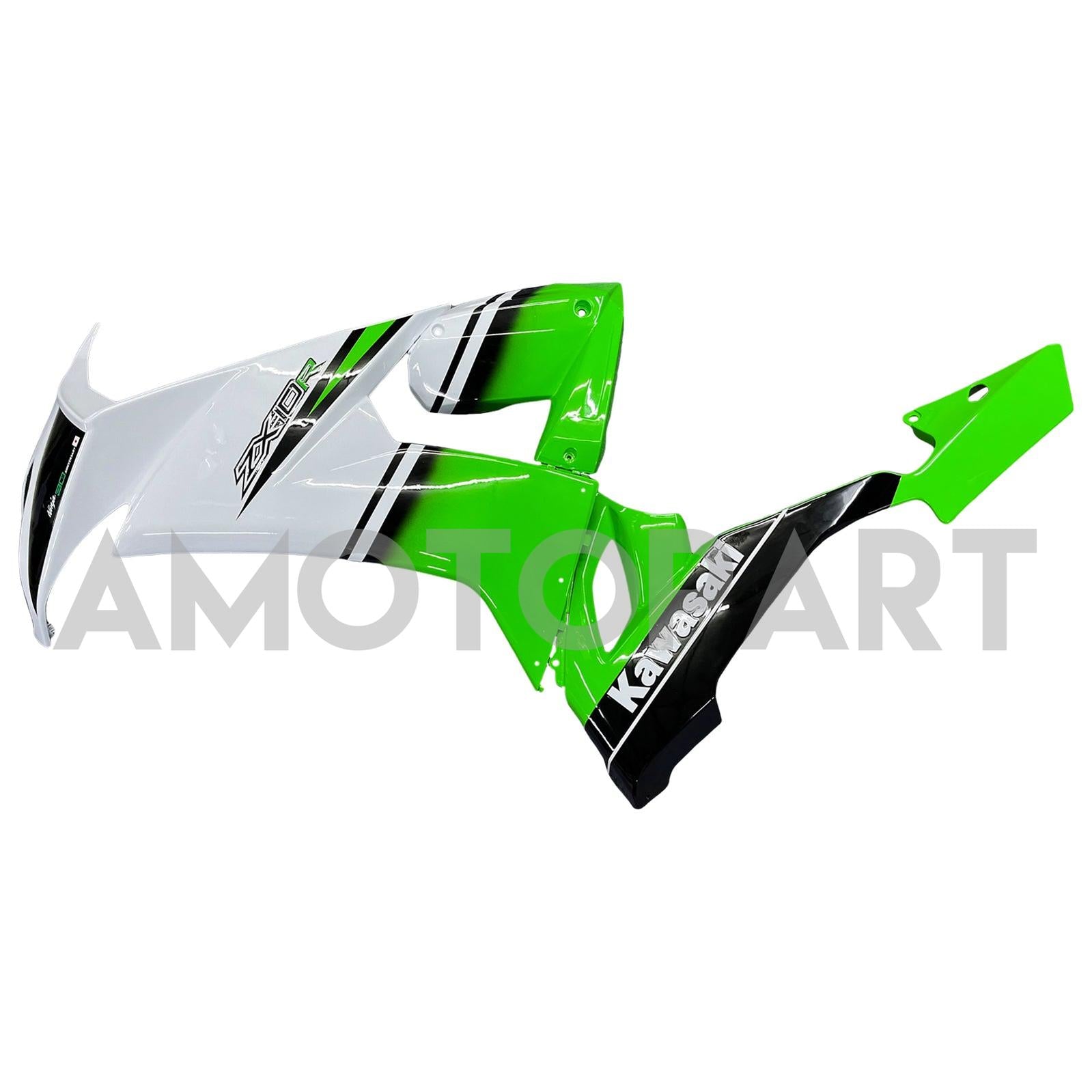Amotopart 2008-2010 Kawasaki ZX10R Green&White Style2 Fairing Kit