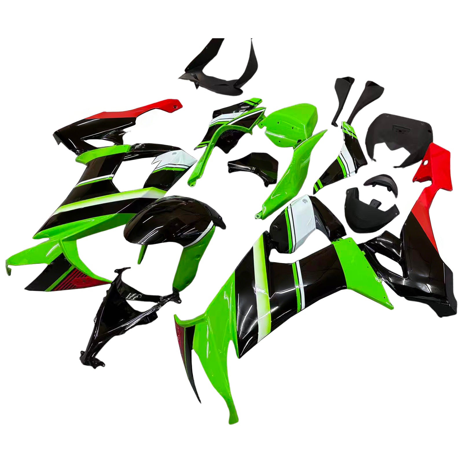 Amotopart 2008-2010 Kawasaki ZX10R Green & Red Style3 Failing Kit