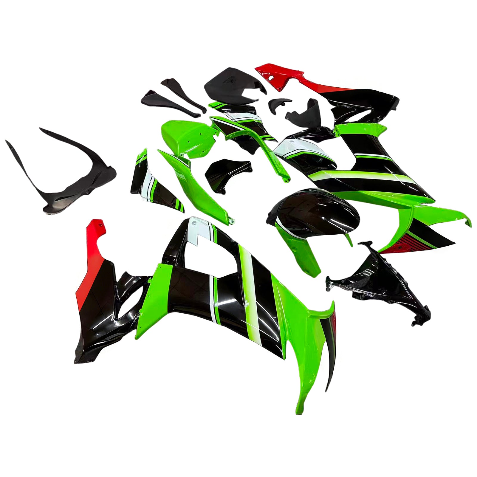 Amotopart 2008-2010 Kawasaki ZX10R Green & Red Style3 Failing Kit