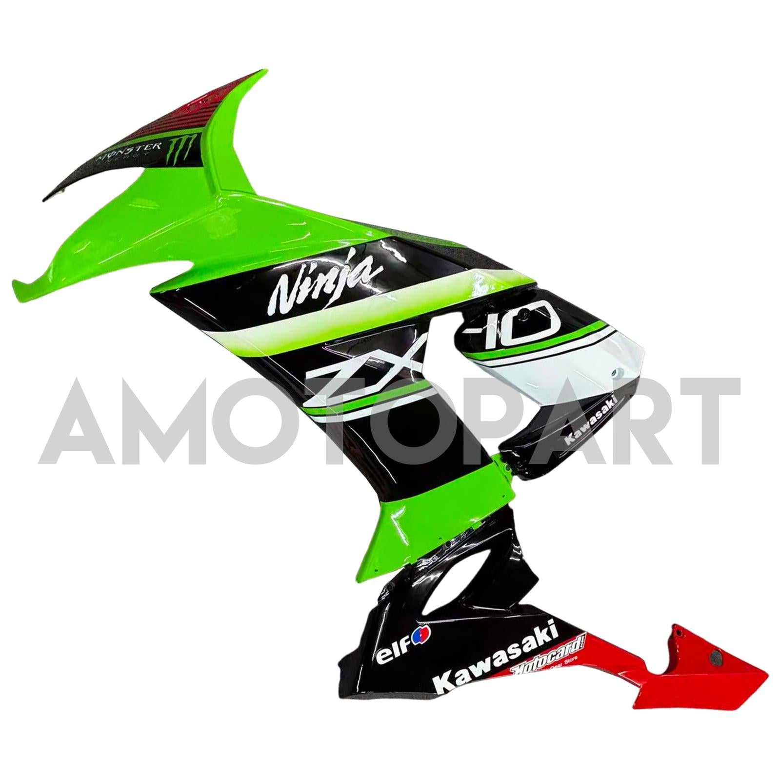 Amotopart 2008-2010 Kawasaki ZX10R Green&Red Style3 Fairing Kit