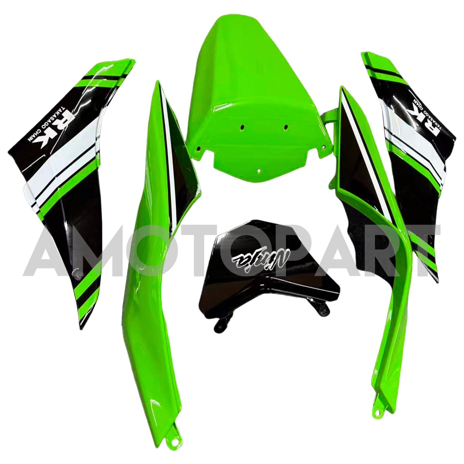 Amotopart 2008-2010 Kawasaki ZX10R Green&Red Style3 Fairing Kit