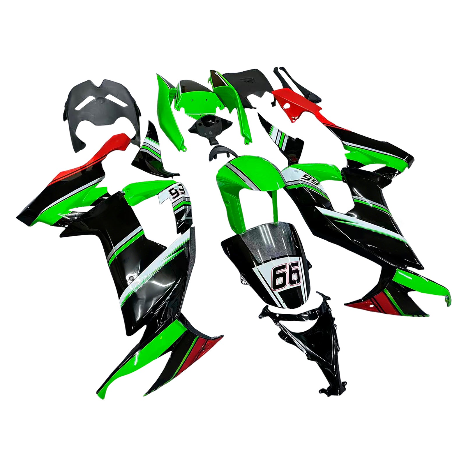 Amotopart 2008-2010 Kawasaki ZX10R Green&Red Style5 Fairing Kit