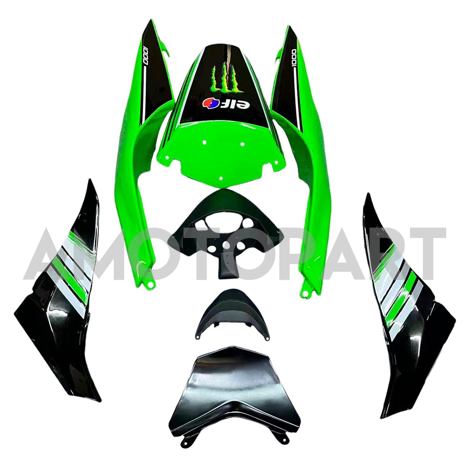 Amotopart 2008-2010 Kawasaki ZX10R Kit de carenado verde y rojo Style5