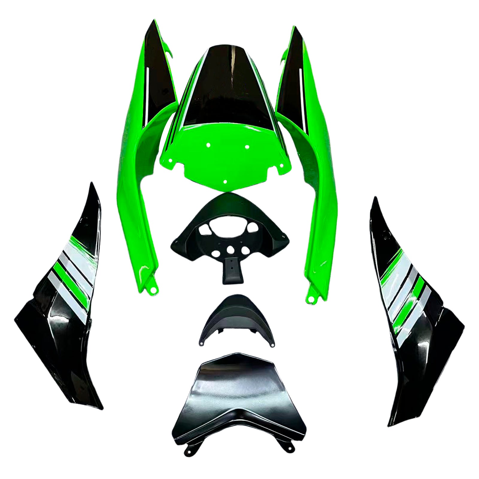 Amotopart 2008-2010 Kawasaki ZX10R Green&Red Style5 Fairing Kit