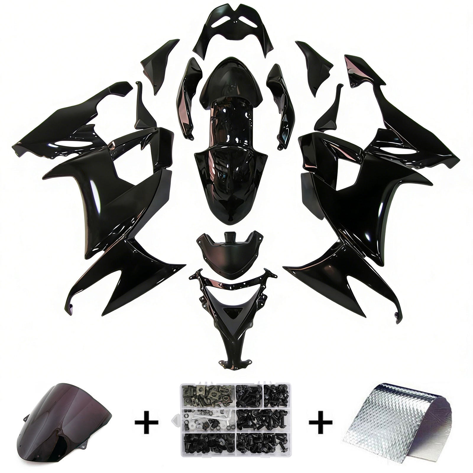 Kit carena Amotopart 2008-2010 Kawasaki ZX10R nero lucido