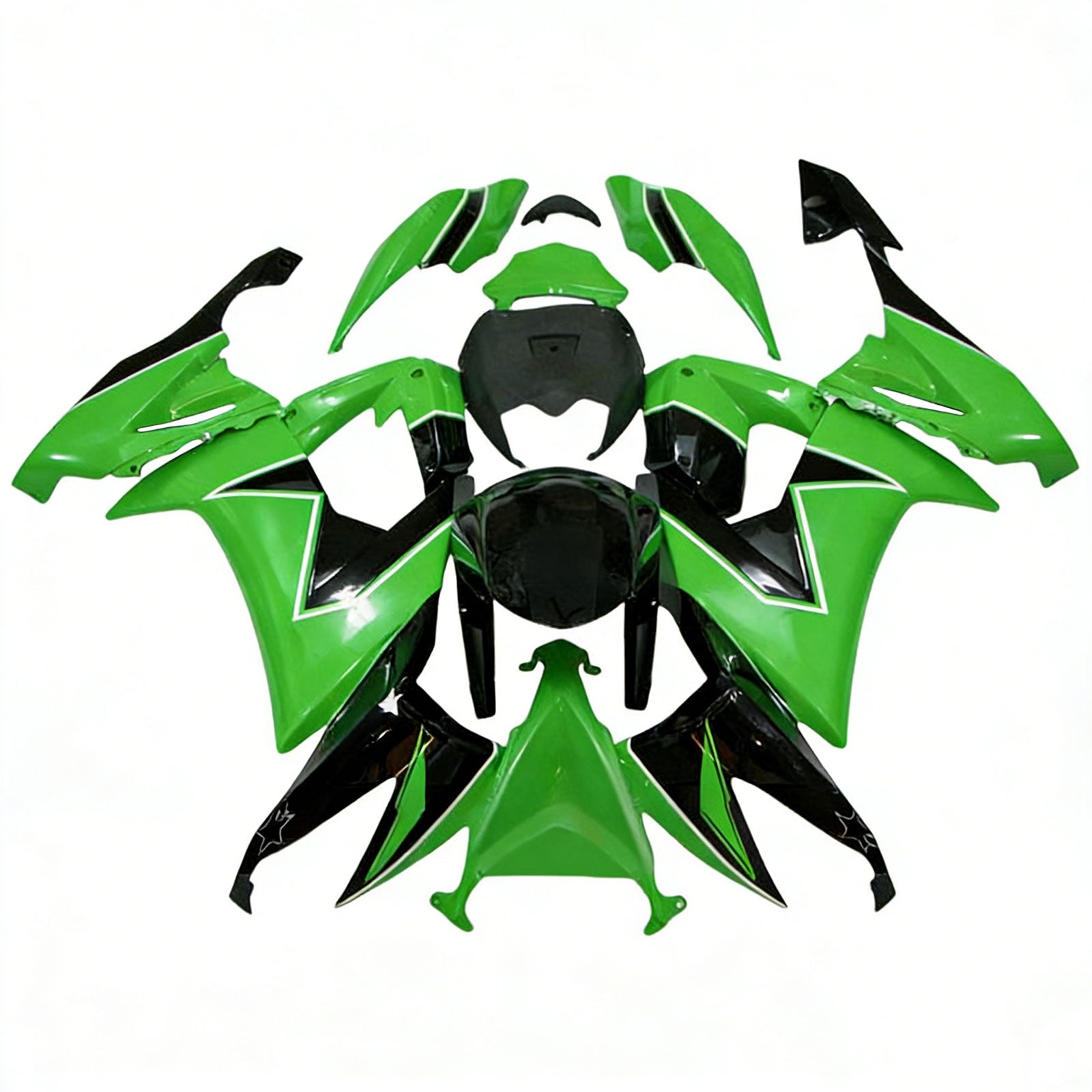Kit carena Amotopart 2008-2010 Kawasaki ZX10R verde nero