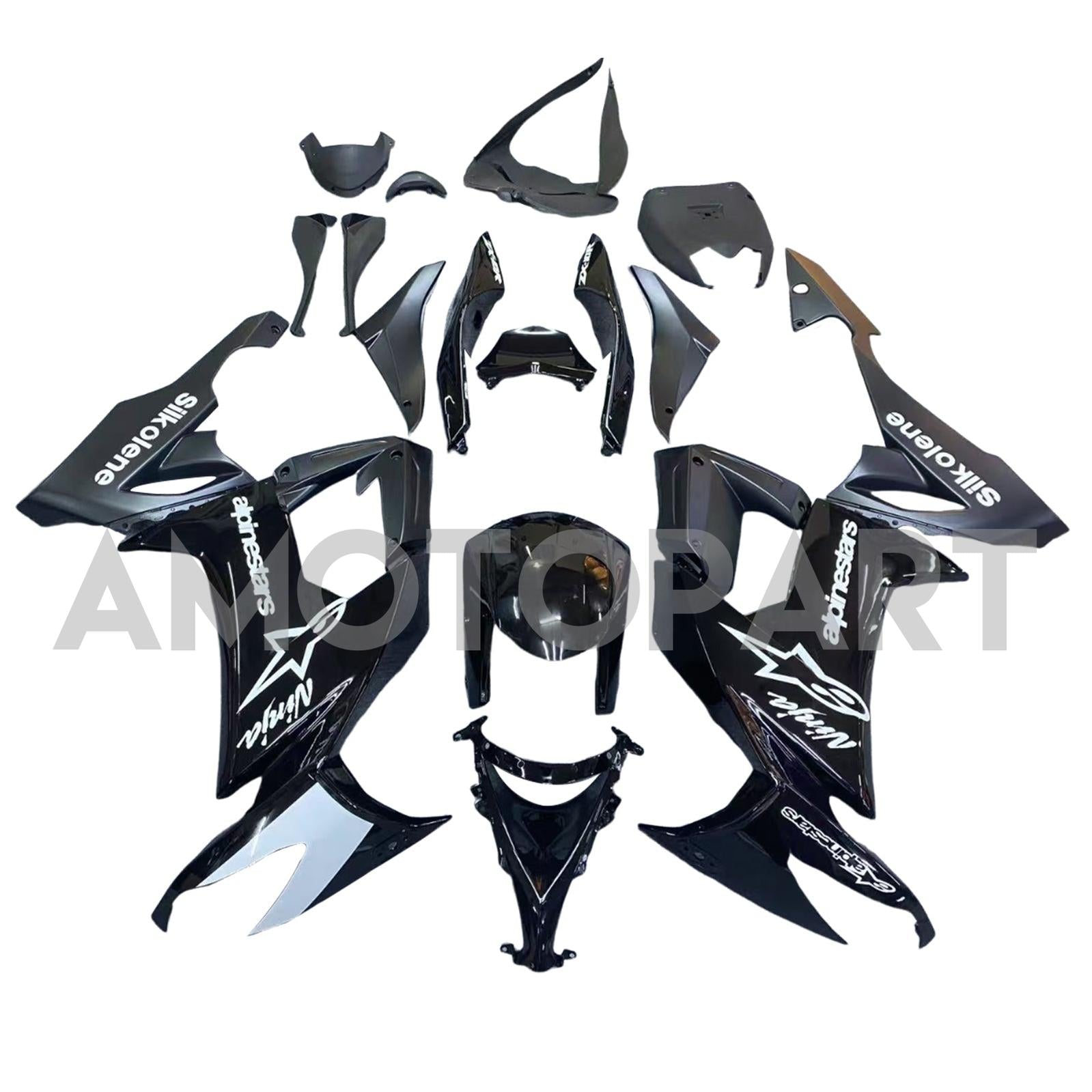 Kit carena Amotopart 2008-2010 Kawasaki ZX10R bianco e nero