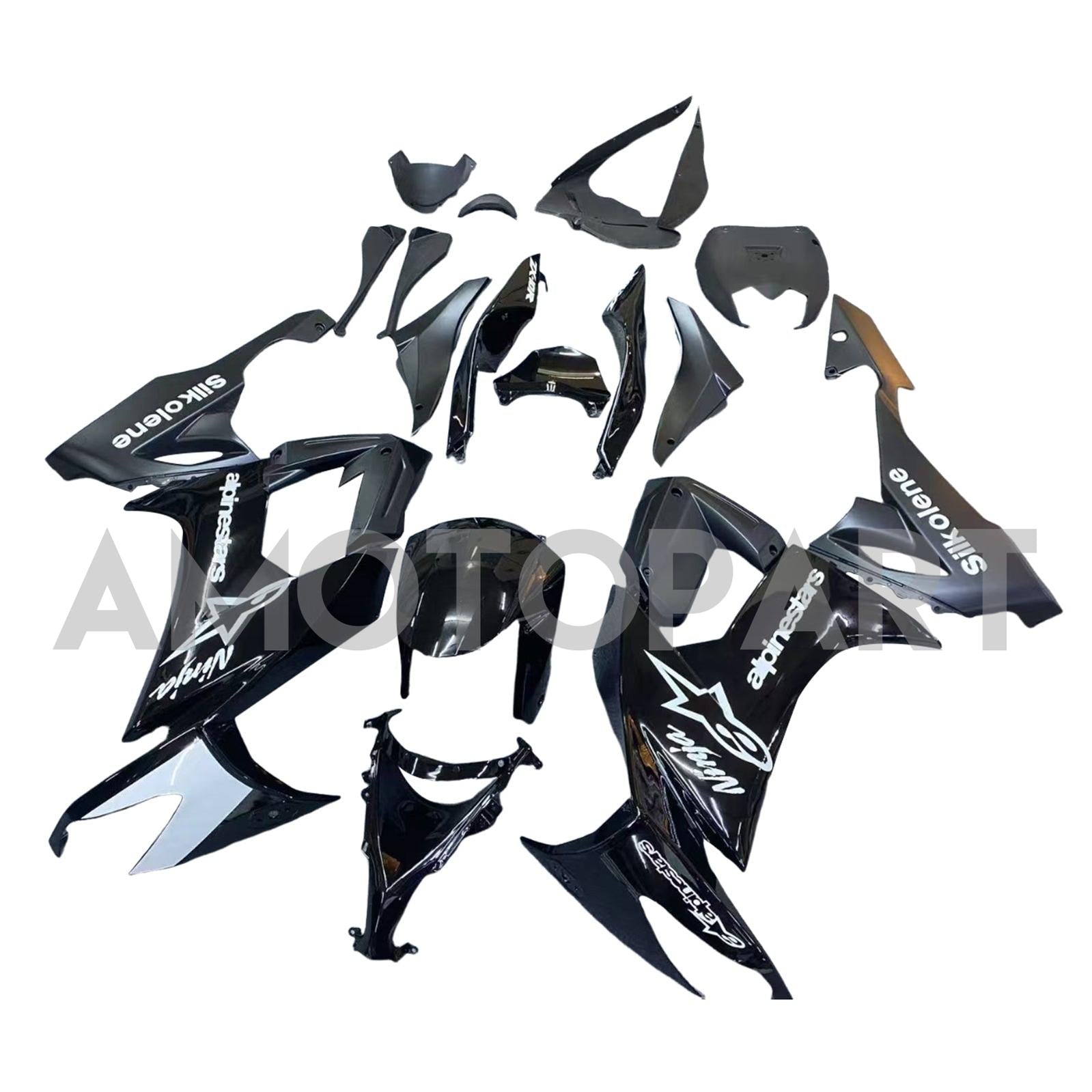 Kit carena Amotopart 2008-2010 Kawasaki ZX10R bianco e nero