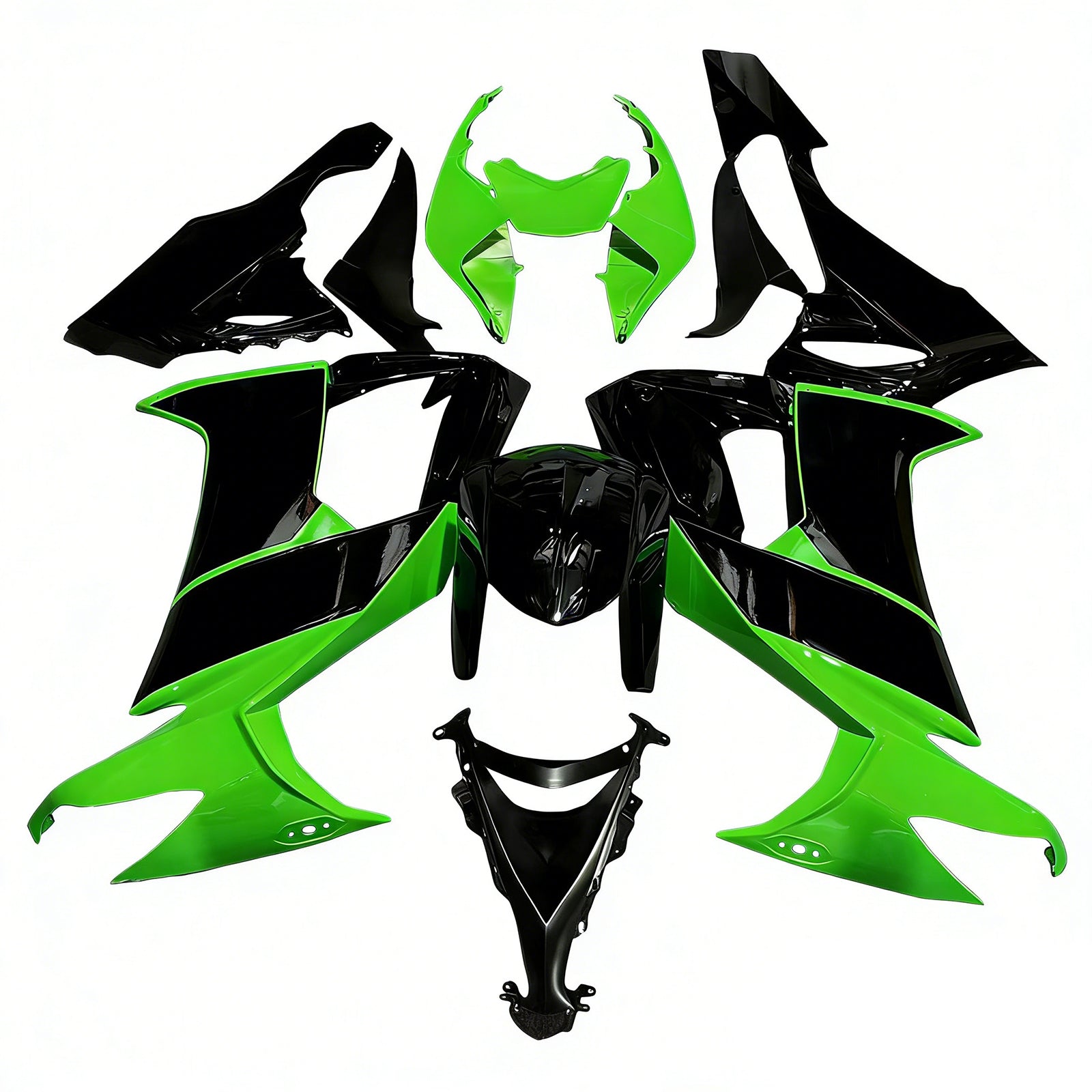 Amotopart 2008-2010 Kawasaki ZX10R Glossy Black Green Fairing Kit