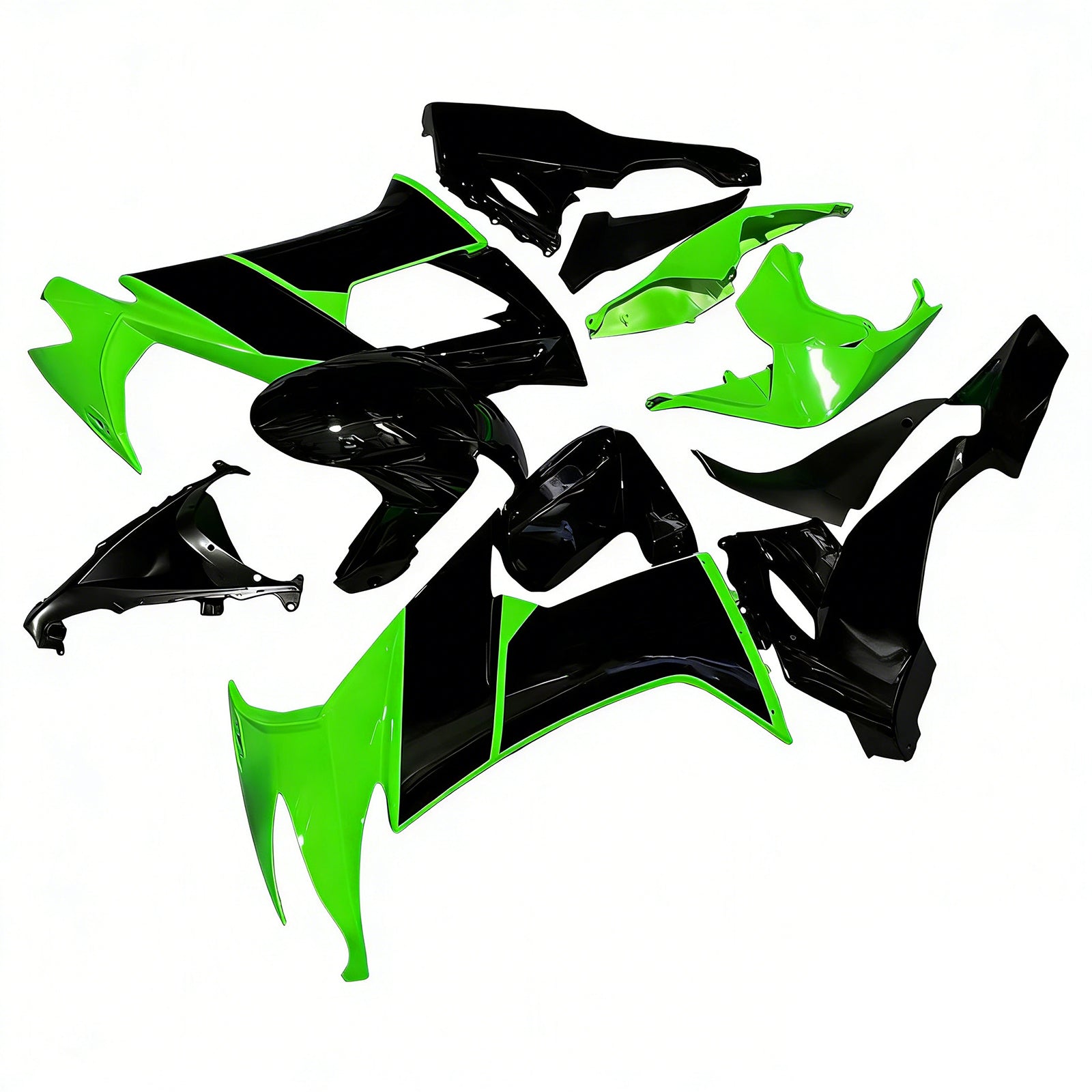 Amotopart 2008-2010 Kawasaki ZX10R Glossy Black Green Fairing Kit