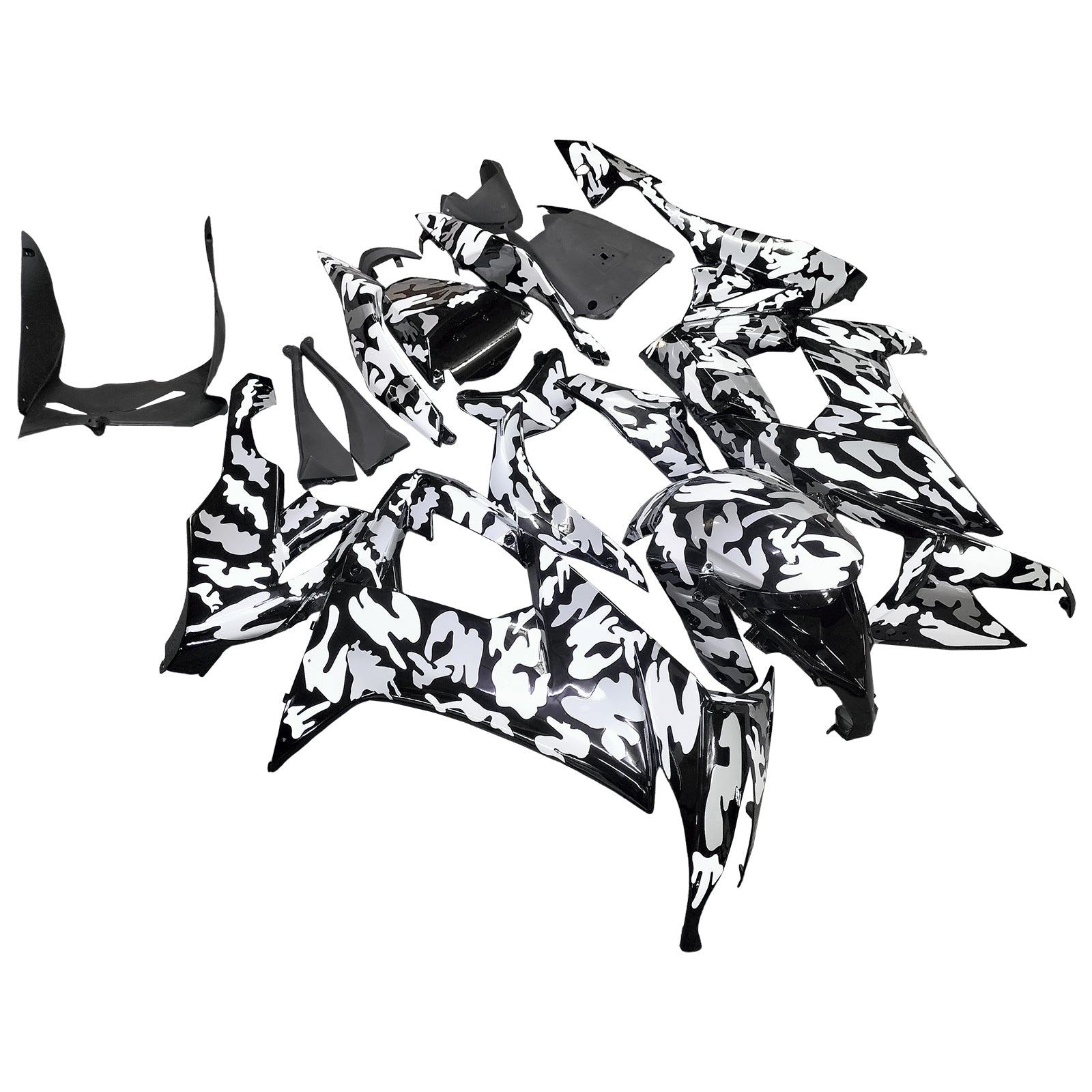 Amotopart 2008-2010 Kawasaki ZX10R White Black Camouflage Fairing Kit