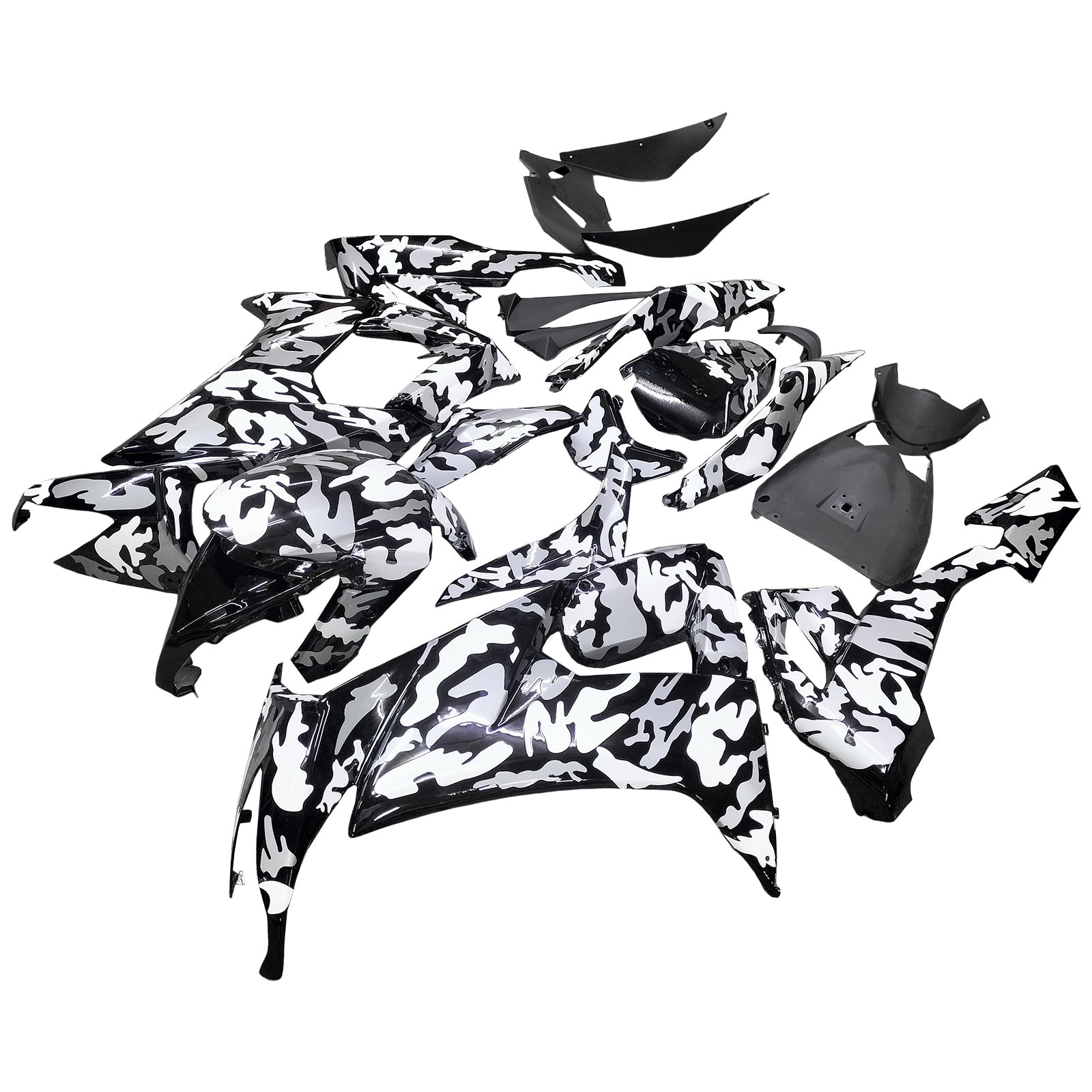 Amotopart 2008-2010 Kawasaki ZX10R White Black Camouflage Fairing Kit
