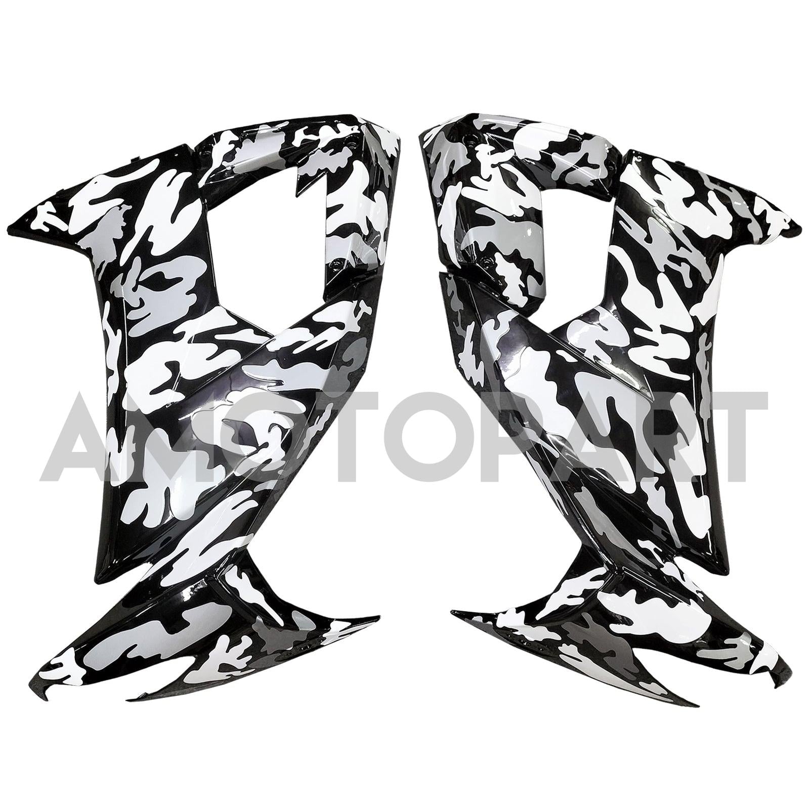 Amotopart 2008-2010 Kawasaki ZX10R White Black Camouflage Fairing Kit