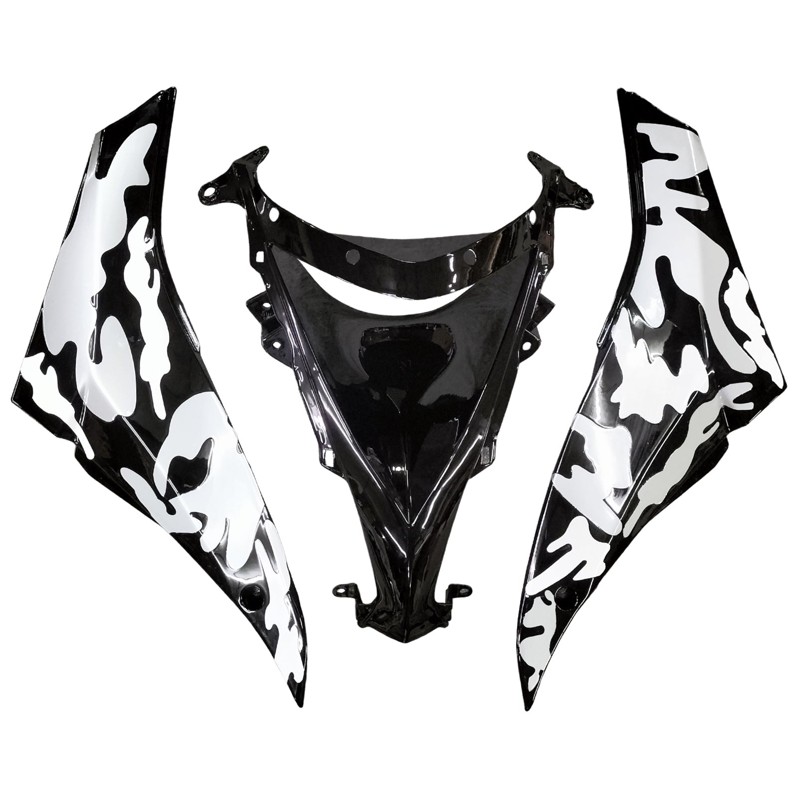 Amotopart 2008-2010 Kawasaki ZX10R White Black Camouflage Fairing Kit