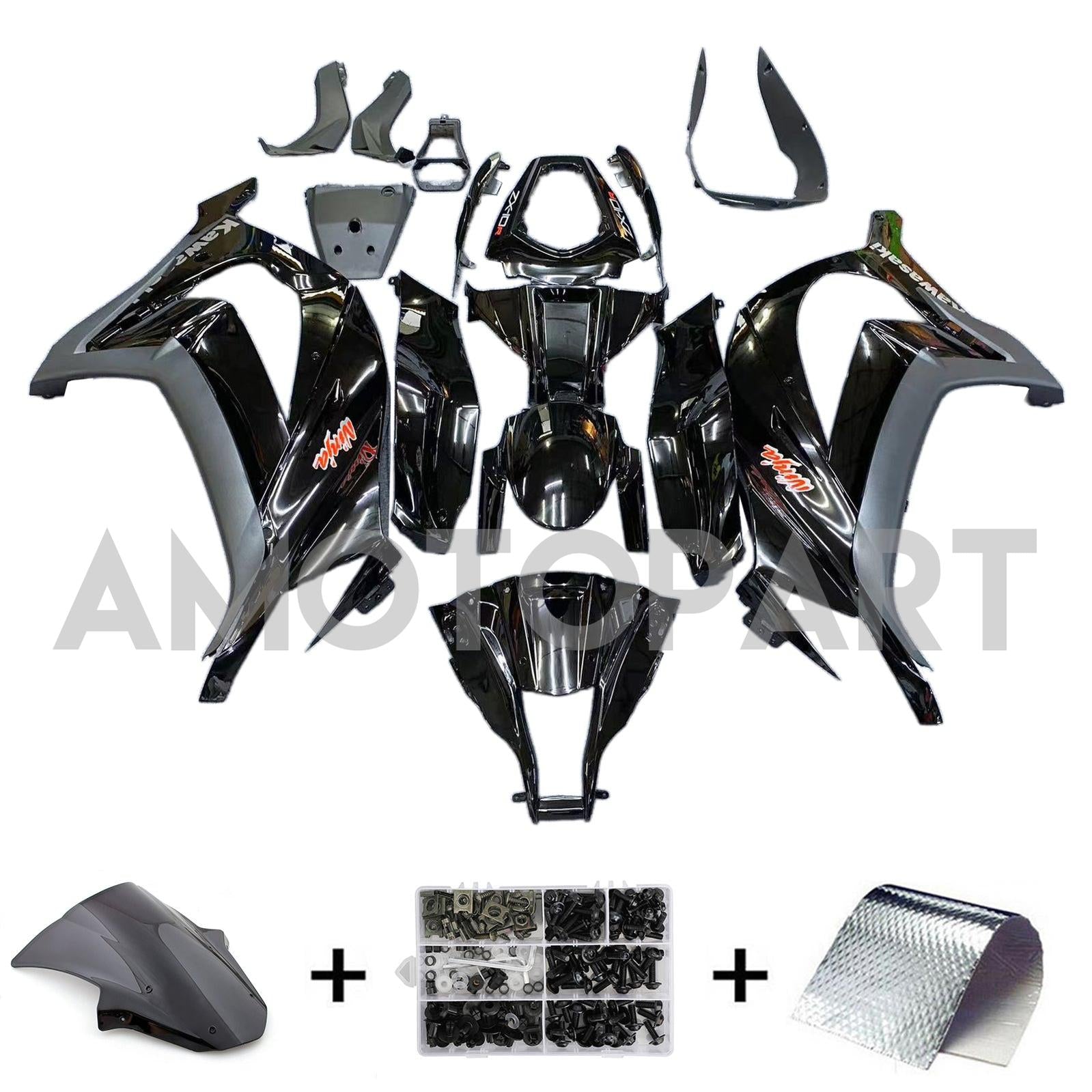 Amotopart 2011-2015 Kawasaki ZX10R Verkleidung G-Black Kit
