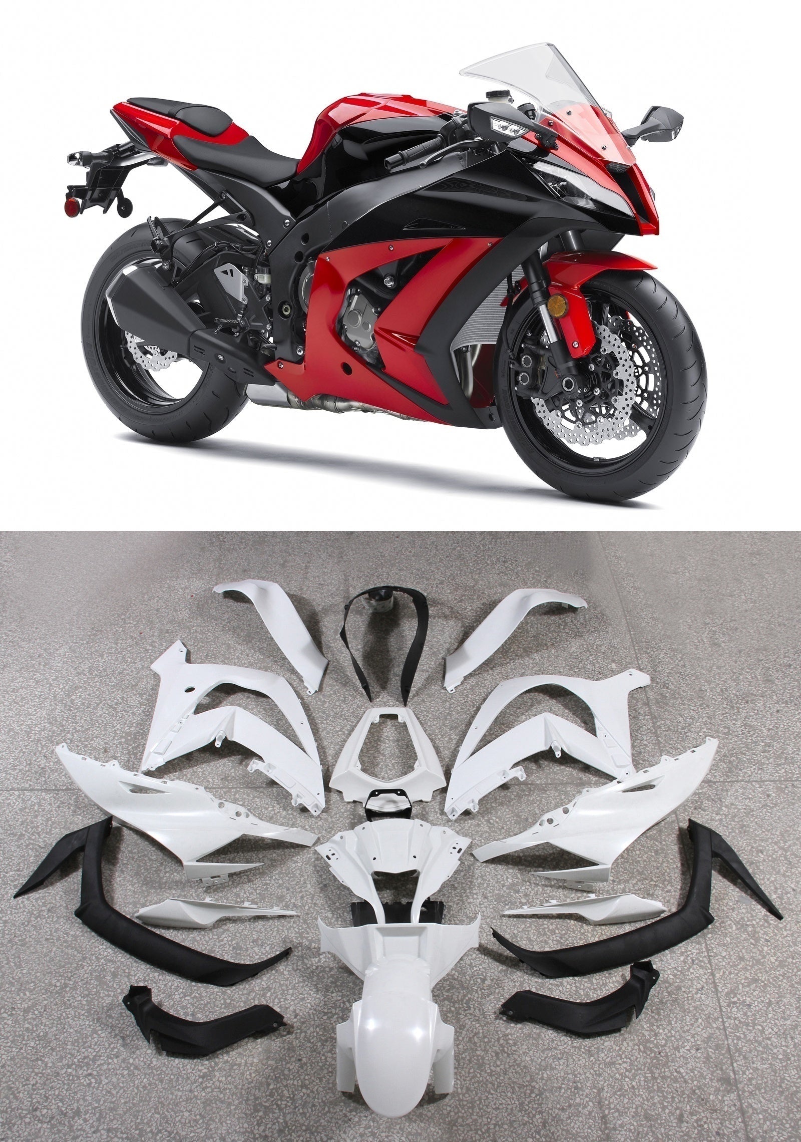Amotopart 2011-2015 Kawasaki ZX10R Red Black Fairing Kit