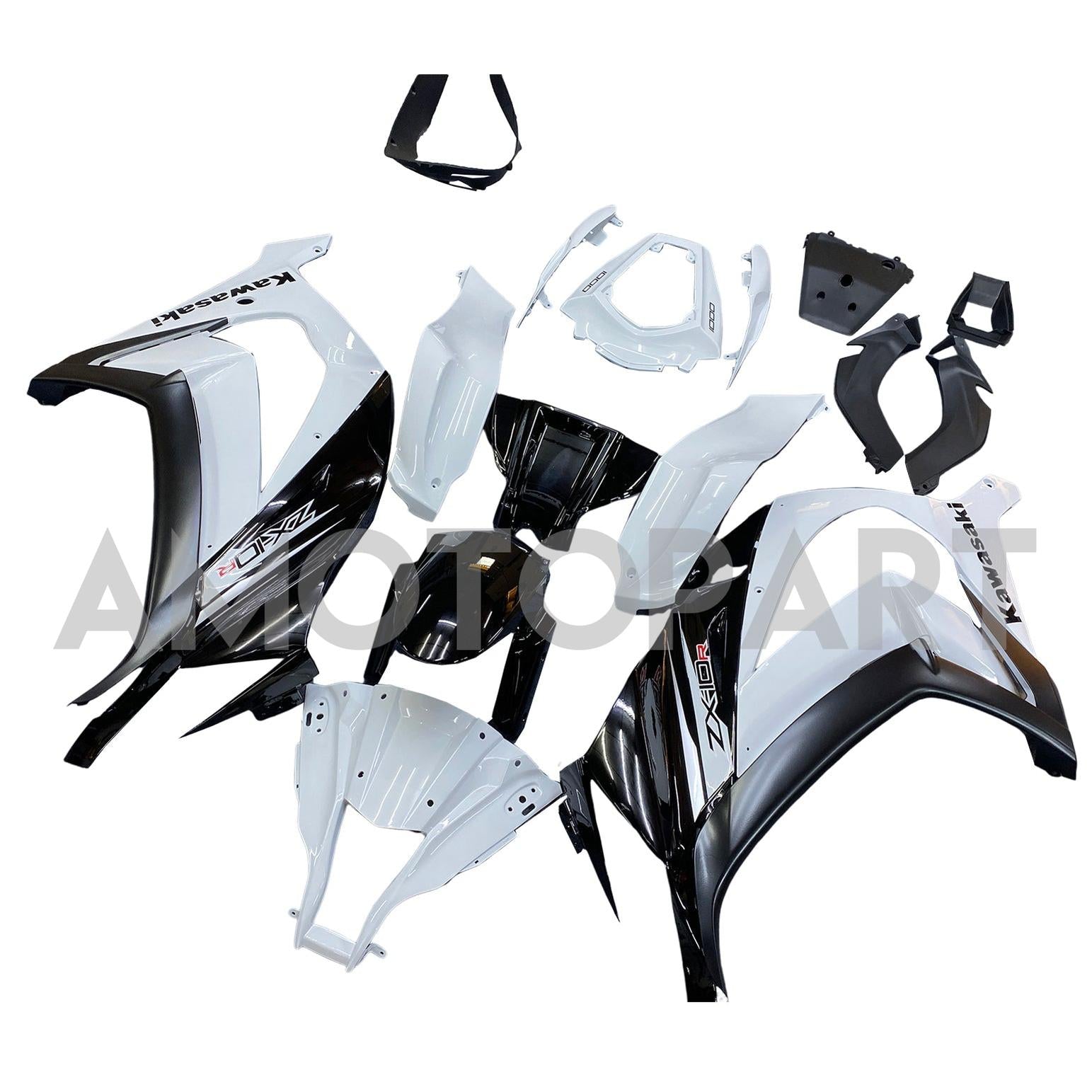 Kit carena Amotopart 2011-2015 Kawasaki ZX10R bianco e nero