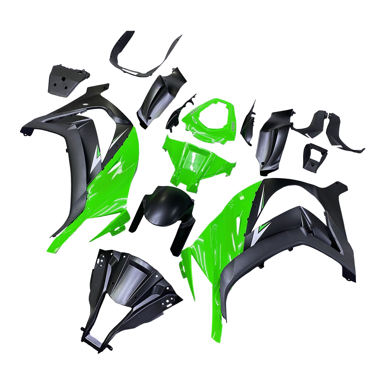 Amotopart 2011-2015 Kawasaki ZX10R Green Black Fairing Kit