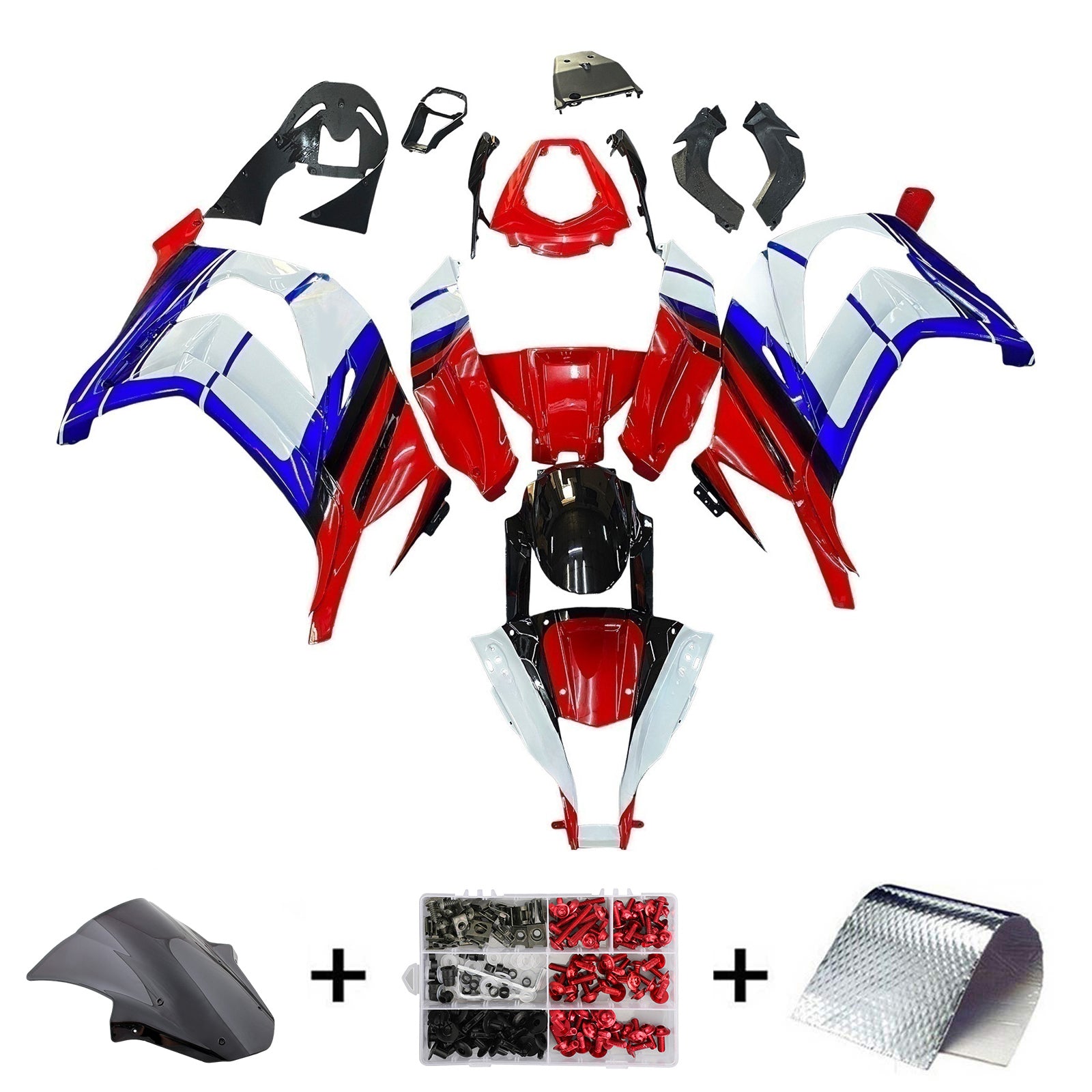 Amotopart 2011-2015 Kawasaki ZX10R Fairing Blue&Red Kit