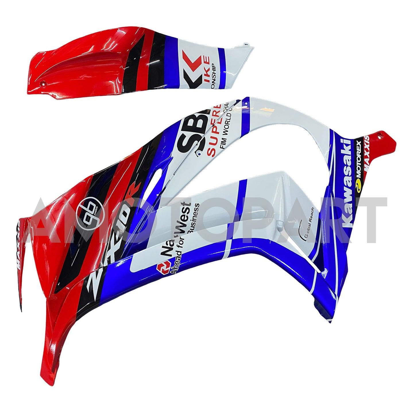 Amotopart 2011-2015 Kawasaki ZX10R Fairing Blue&Red Kit