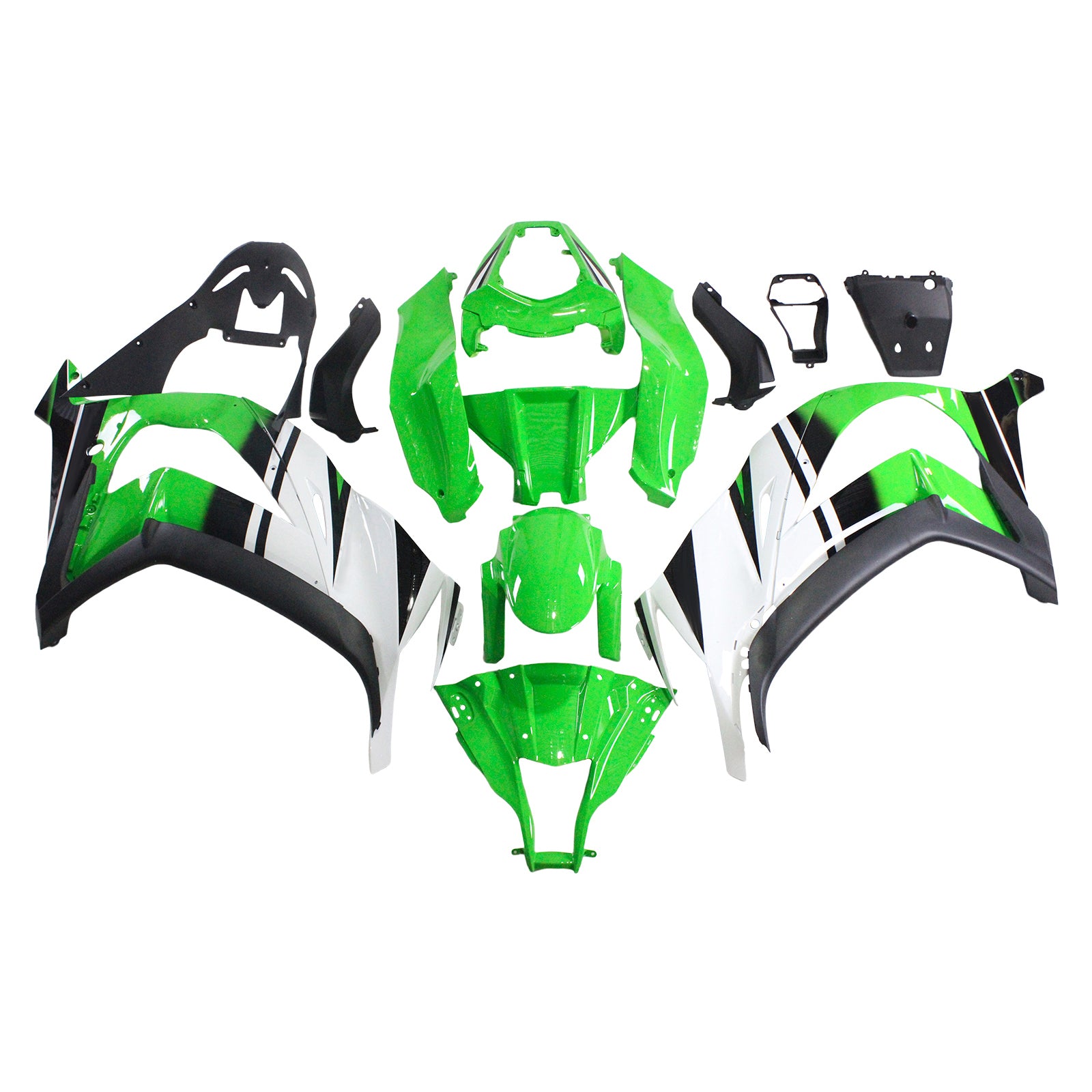 Amotopart Kawasaki ZX10R 2011-2015 Kit de carénage noir vert