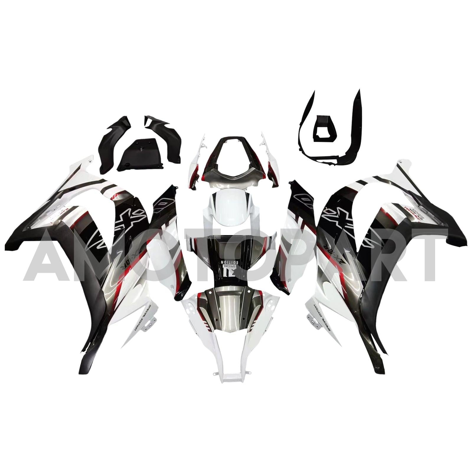 Amotopart Kawasaki ZX10R 2011-2015 White Black Fairing Kit