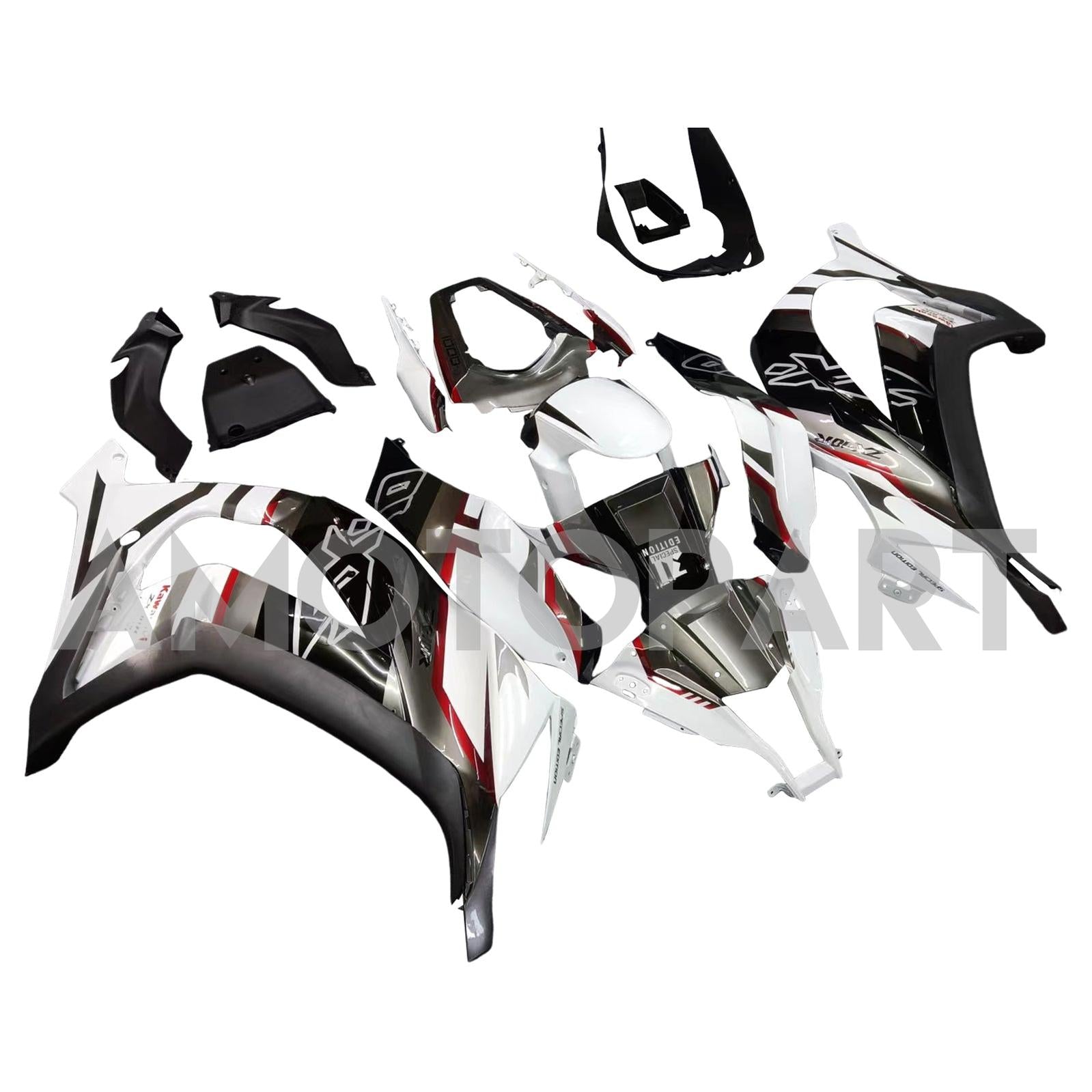 Amotopart Kawasaki ZX10R 2011-2015 White Black Fairing Kit
