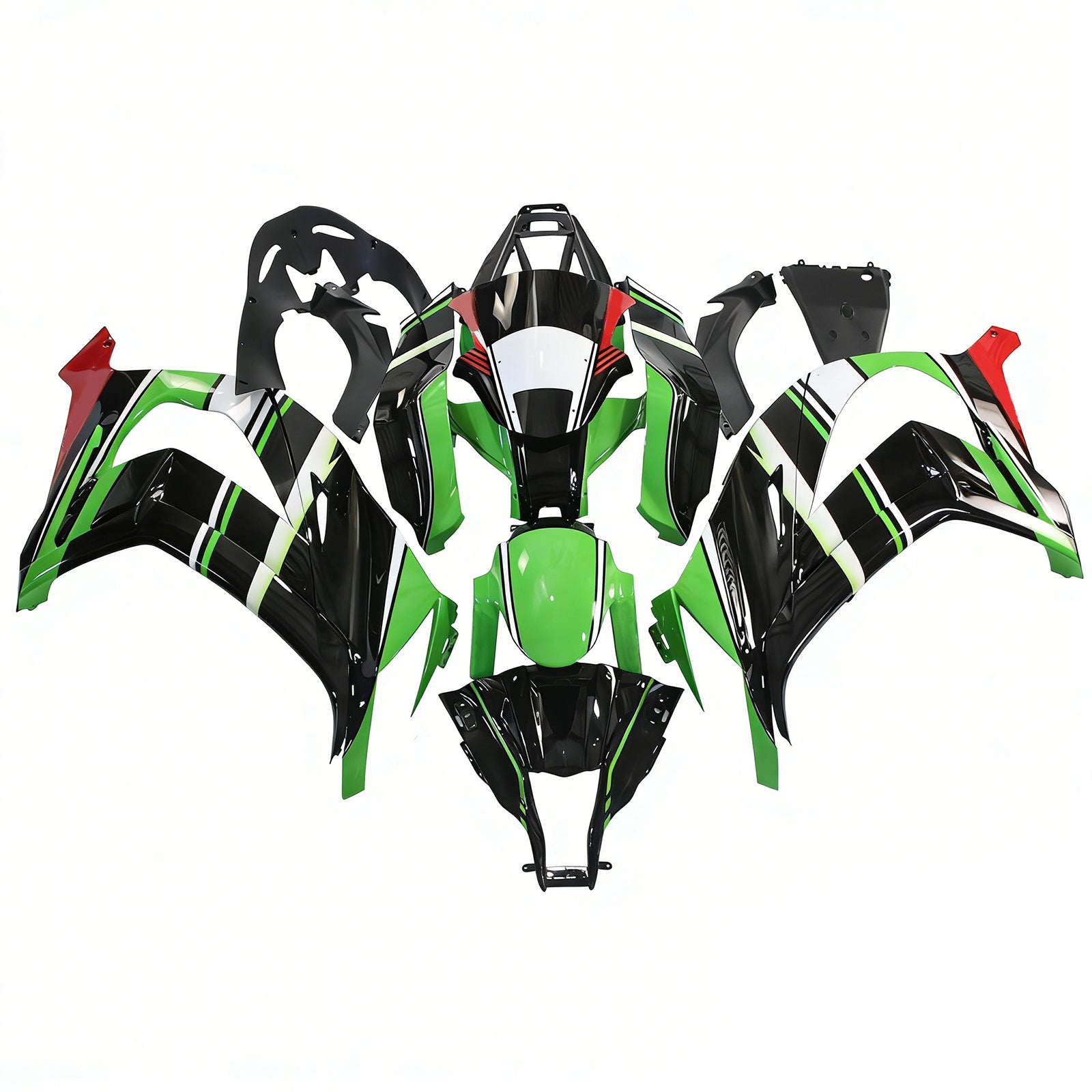 Amotopart Kawasaki ZX10R 2011-2015 Zielony czarny biały zestaw owiewki