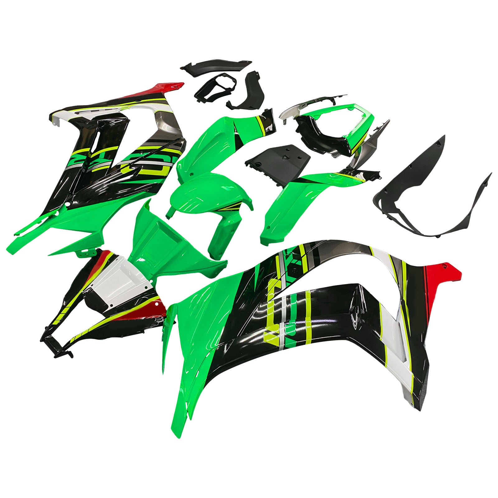Amotopart Kawasaki ZX10R 2011-2015 Black Green White Fairing Kit