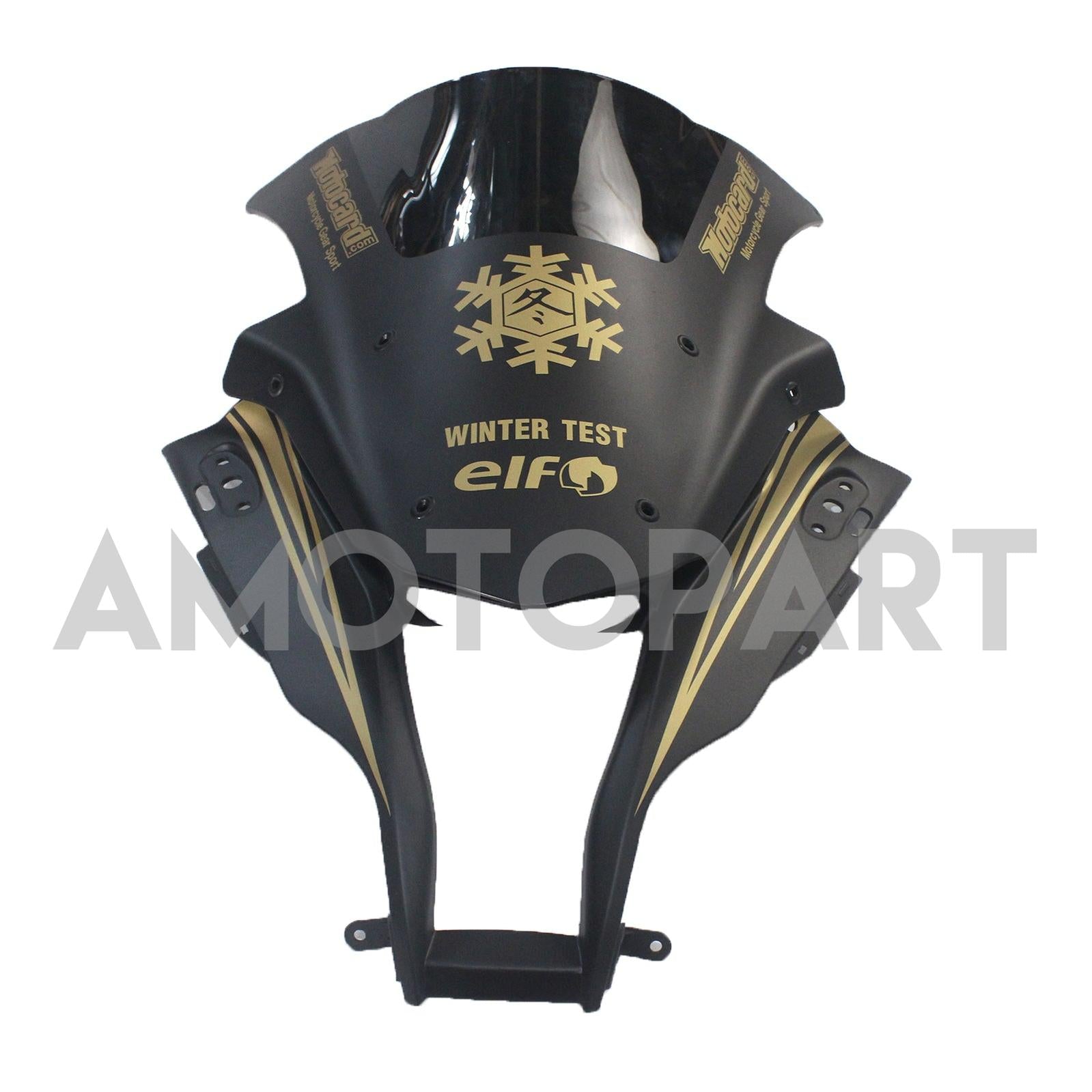 Amotopart Kawasaki ZX10R 2011-2015 Matt preto com kit de carenagem de decalque Golden