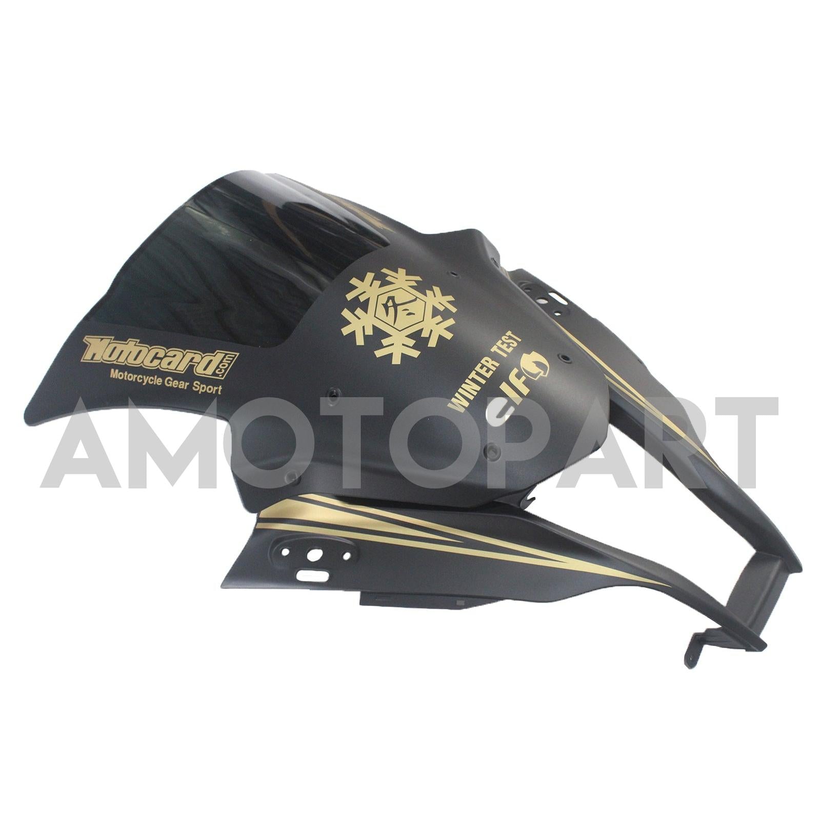 Amotopart Kawasaki ZX10R 2011-2015 Matt preto com kit de carenagem de decalque Golden