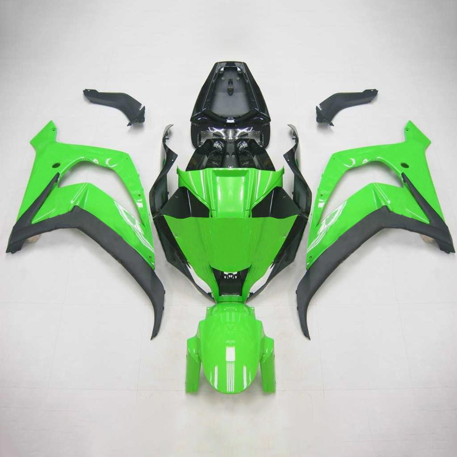 Amotopart 2011-2015 Kawasaki ZX10R Fairing Gloss Green&Black Kit